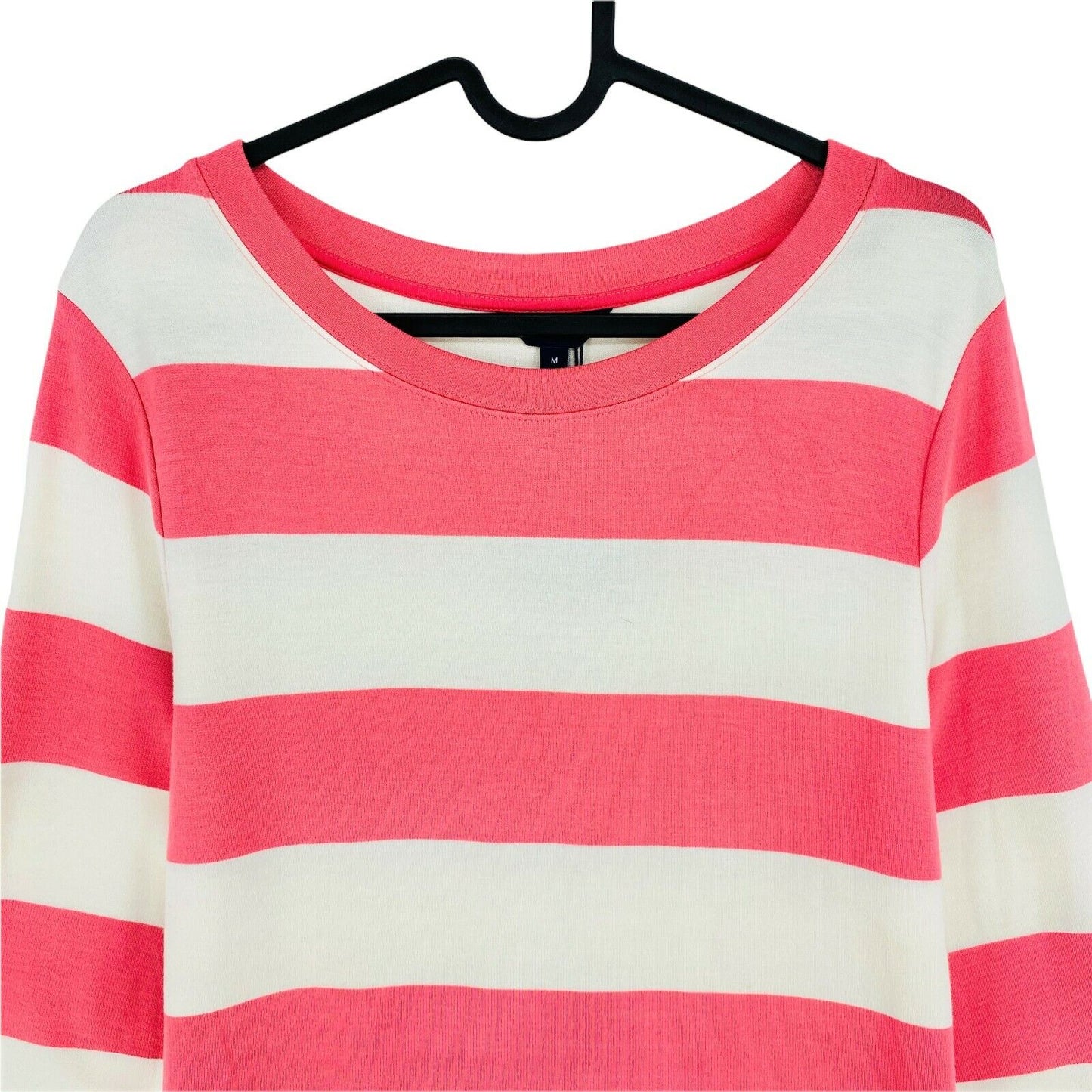 GANT Pink Bar Stripe Jersey T Shirt Crew Neck Dress Size M