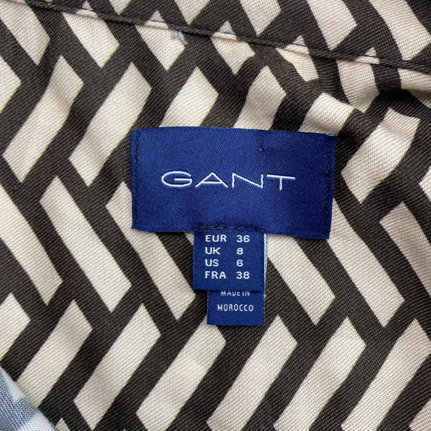 GANT Brown Geometric A Line Shirt Dress Size EU 36 UK 8 US 6