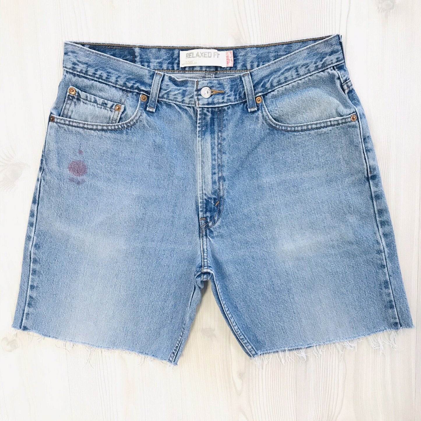 Levi's 550 Custom Made Blue Relaxed Straight Fit Cut-Off Shorts W34