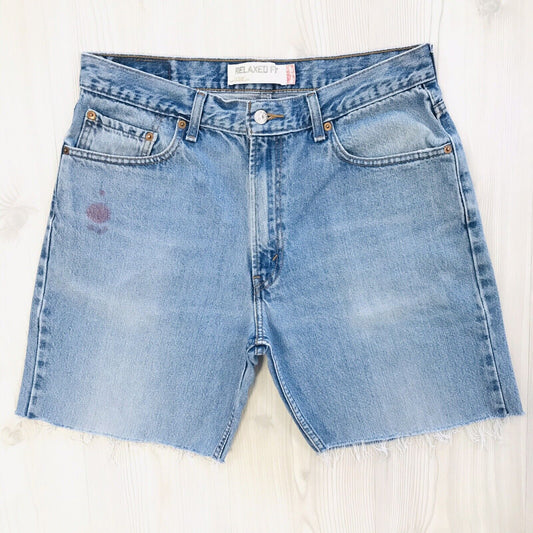 Levi's 550 Custom Made Blue Relaxed Straight Fit Cut-Off Shorts W34