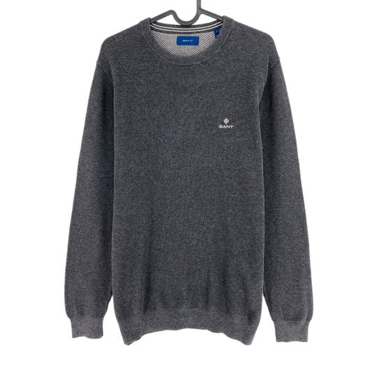 GANT Gris Foncé 100% Coton Crew Neck Jumper Pull Taille L