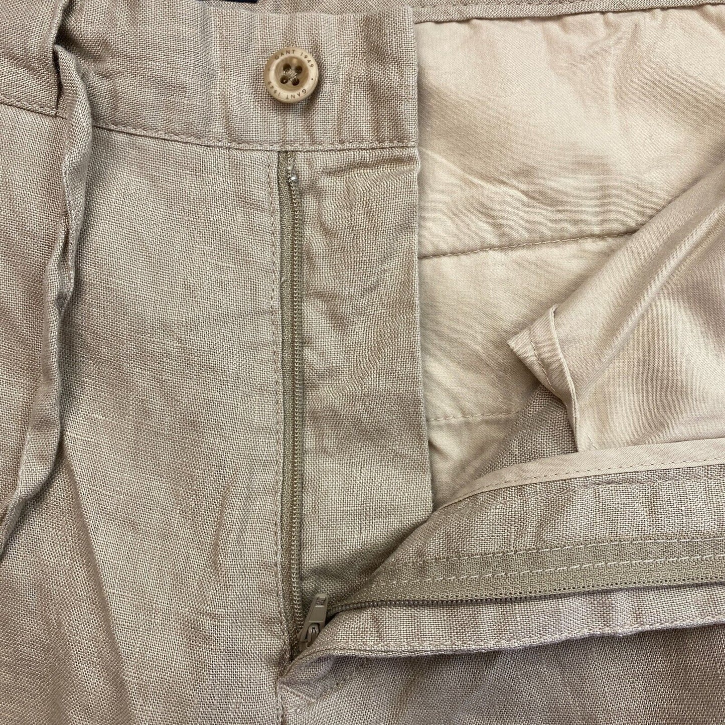 GANT Brown Linen Relaxed Fit Cropped Chino Pants Trousers Size L