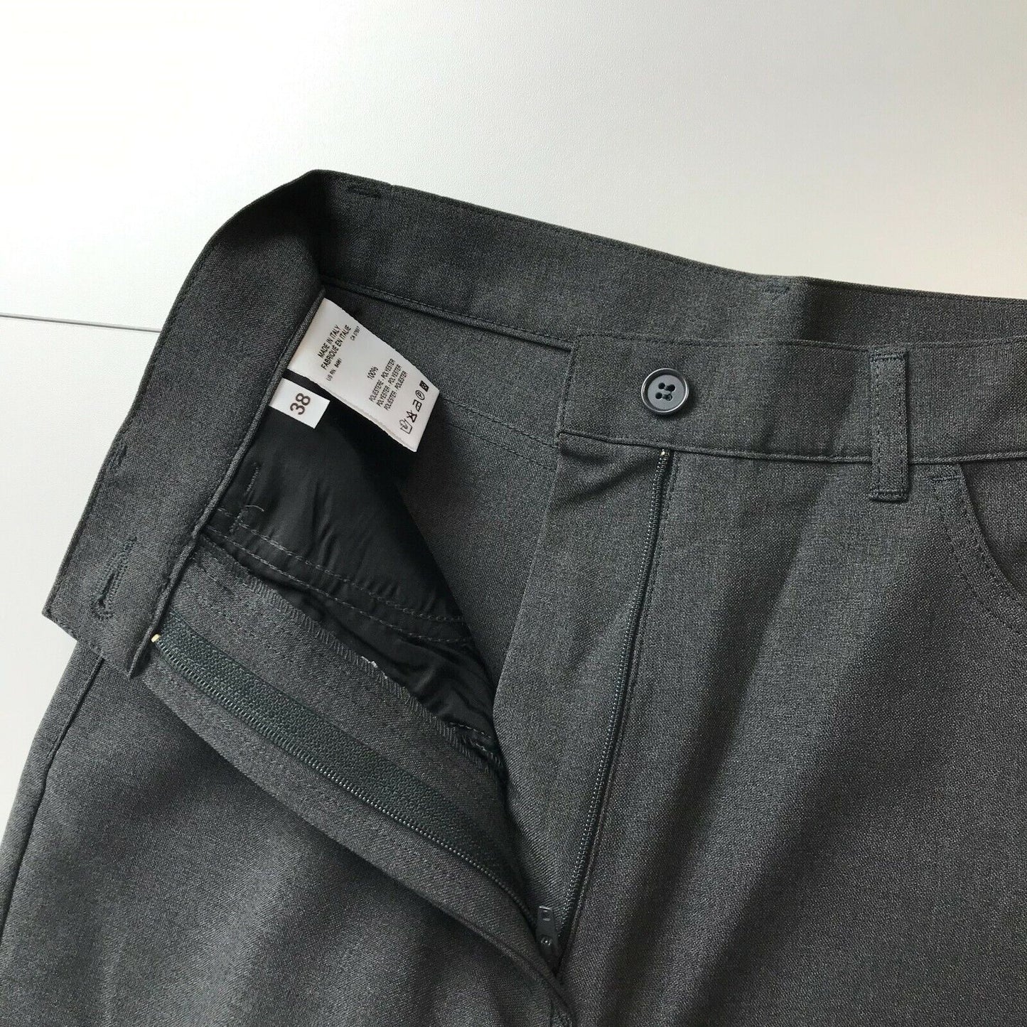 UNITED COLORS OF BENETTON Women Dark Grey Regular Fit Trousers Size EUR 38 W23