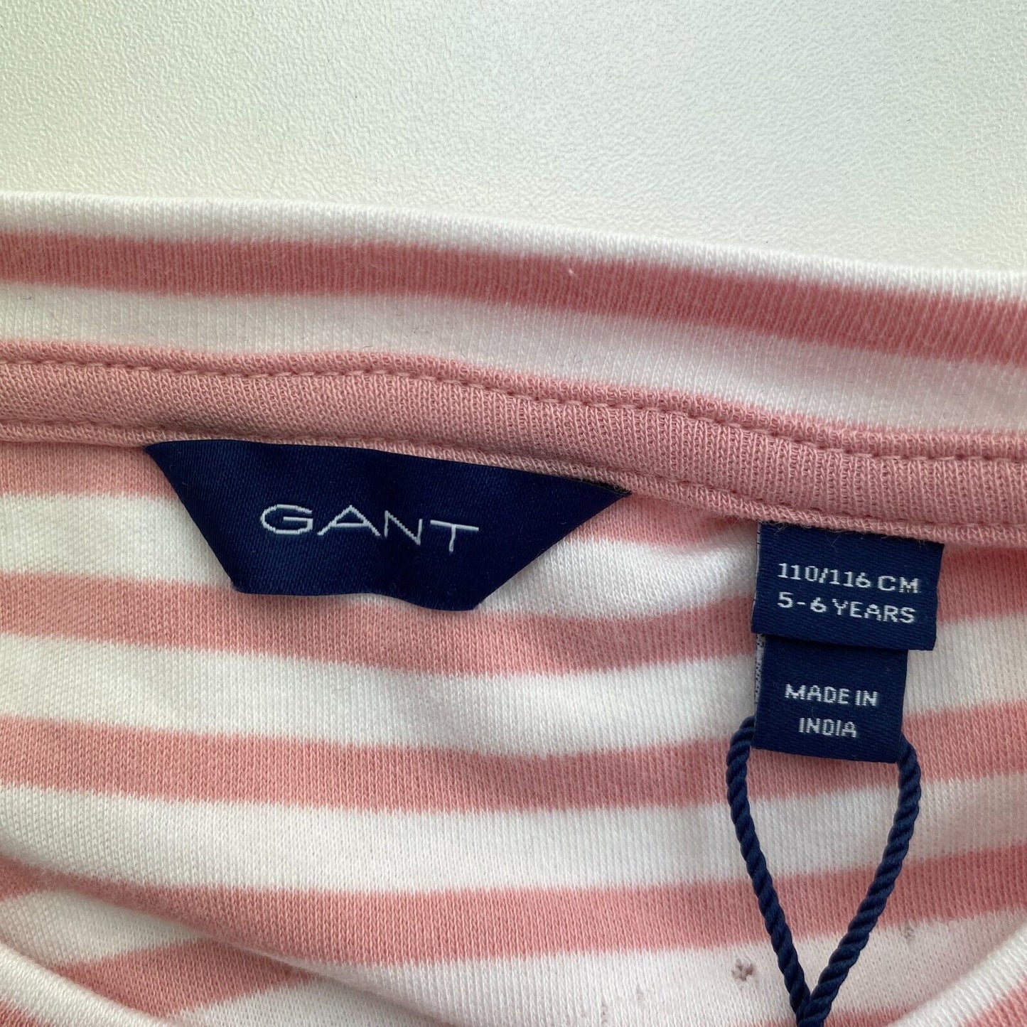 GANT Girls Pink Striped Jersey Flared Dress Size 5-6 Years 110/116 cm