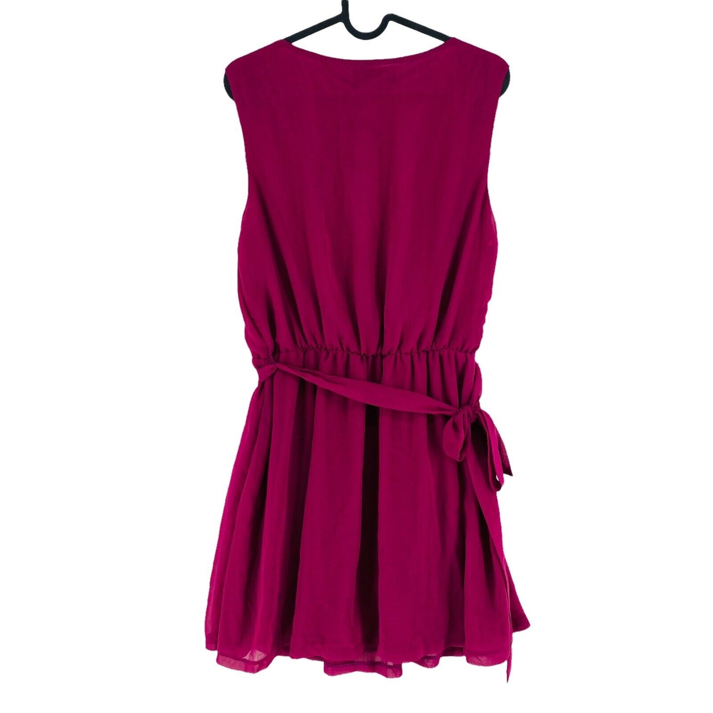 Angel Eye Magenta Lila Ärmelloses Fit &amp; Flare-Kleid mit tiefem V-Ausschnitt, Größe L