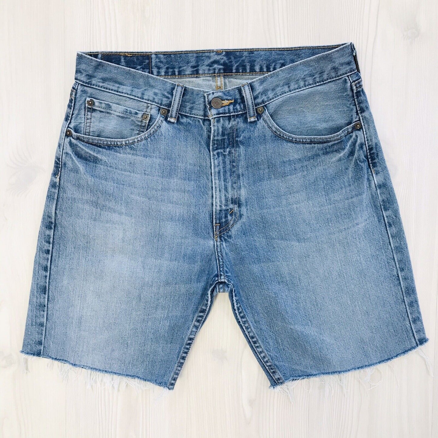 Levi's 505 Custom Made Blue Straight Fit Cut-Off Shorts Size W33