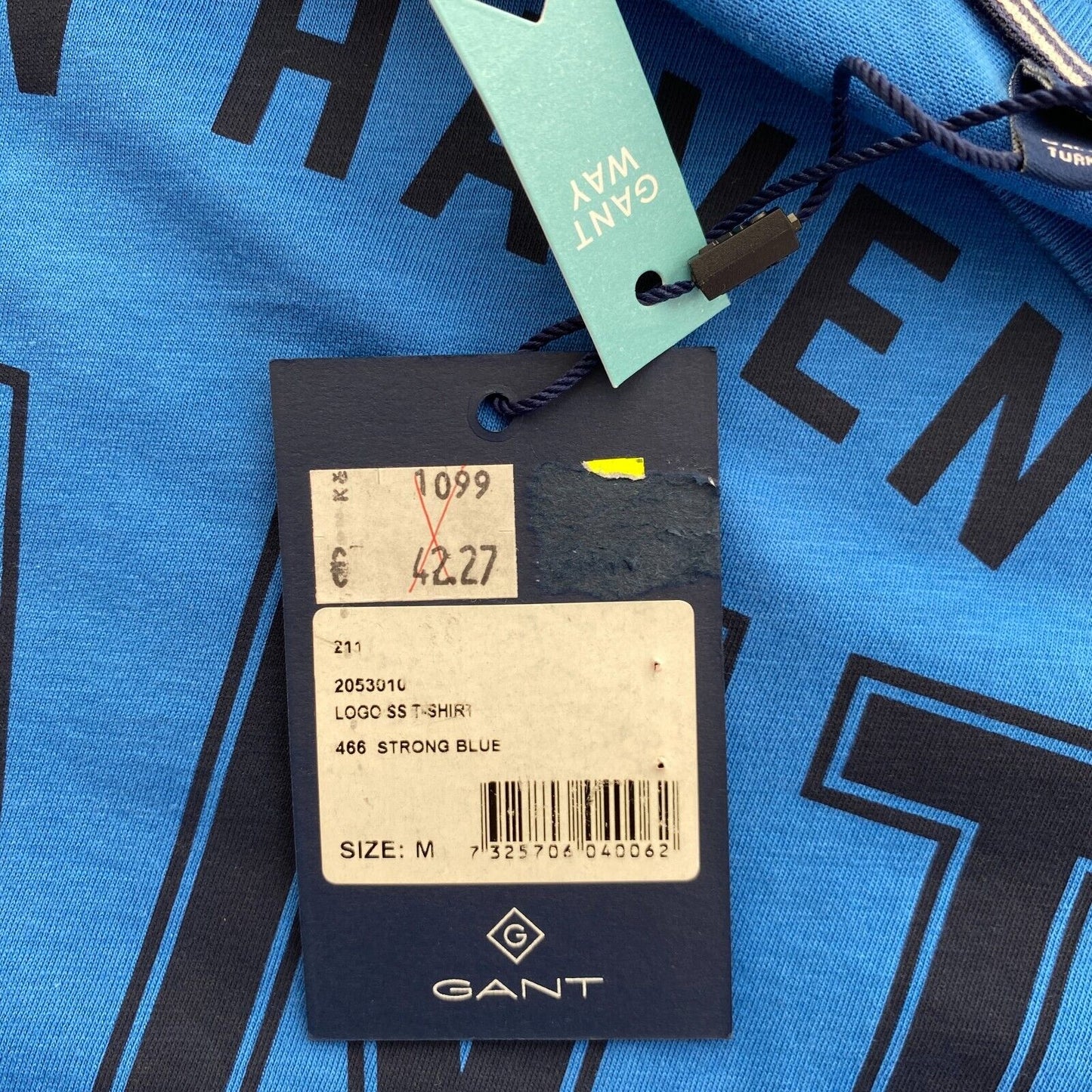 GANT T-Shirt mit Rundhalsausschnitt und Logo, Blau, Größe M