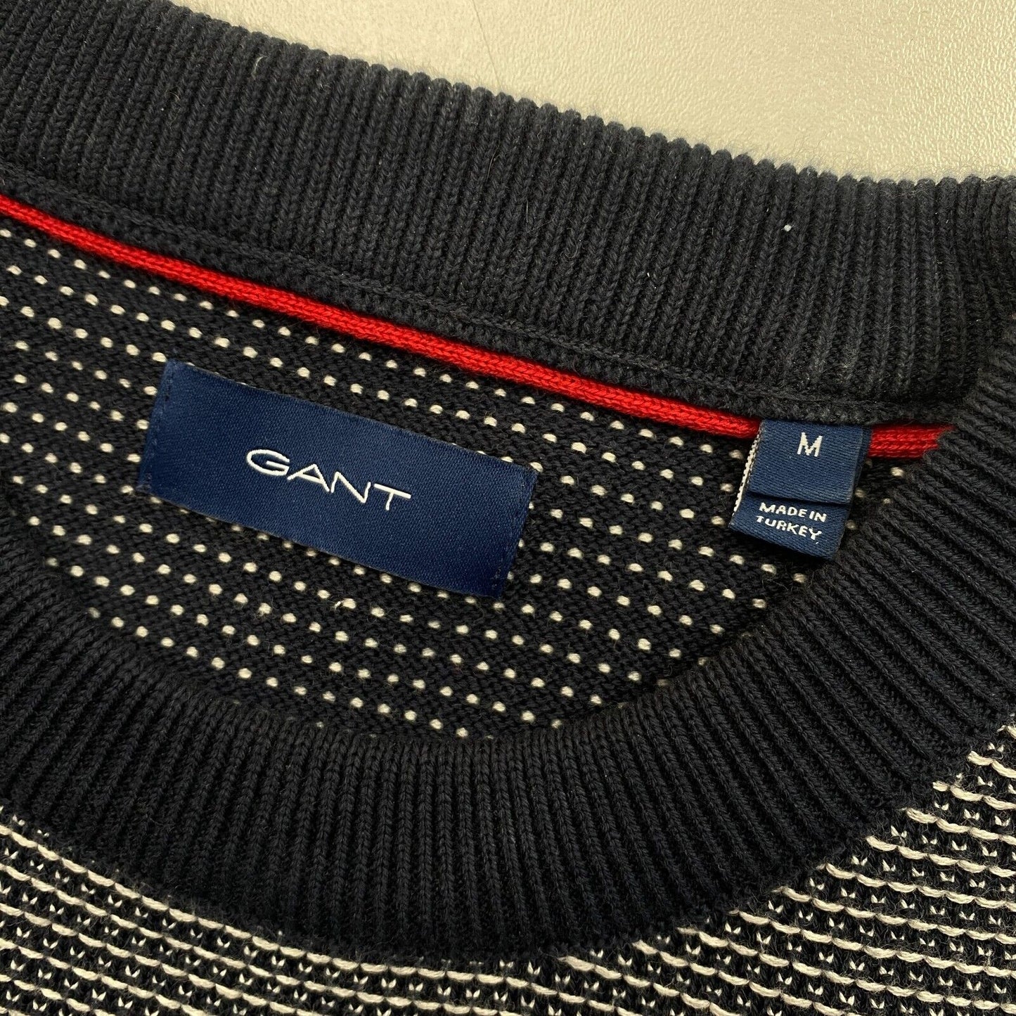 GANT Navy Blue Light Texture Crew Neck Sweater Pullover Size M