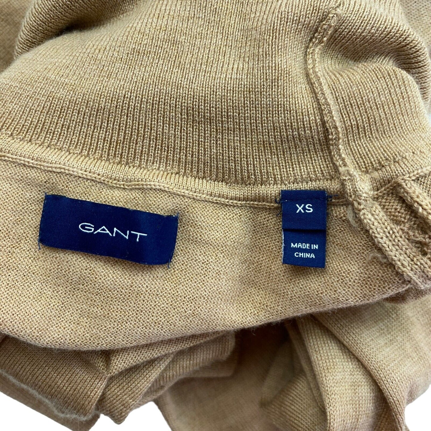 GANT Marron 100% Laine Pull Col Roulé Taille XS