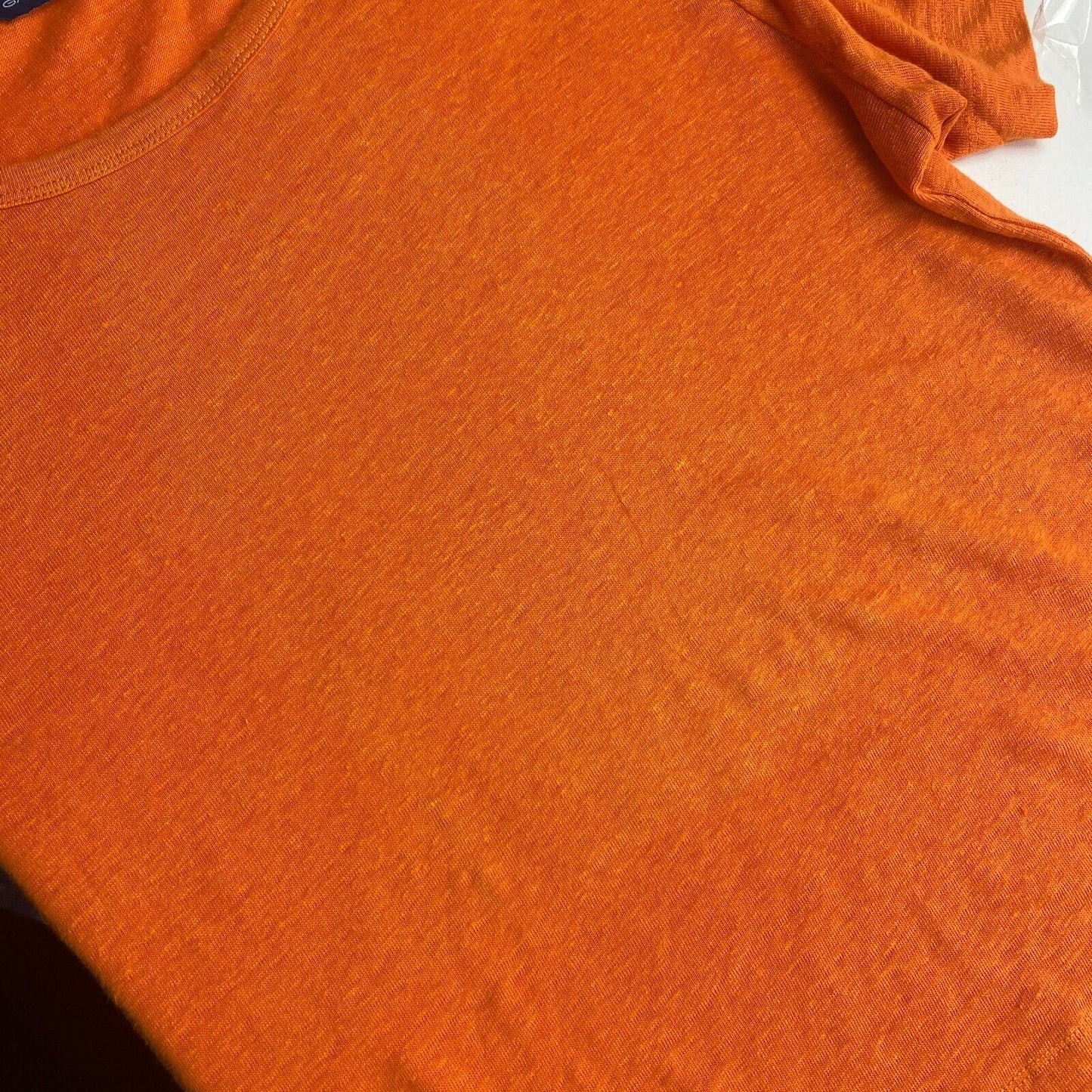 GANT Women Orange Linen Crew Neck Short Sleeve T Shirt Size S