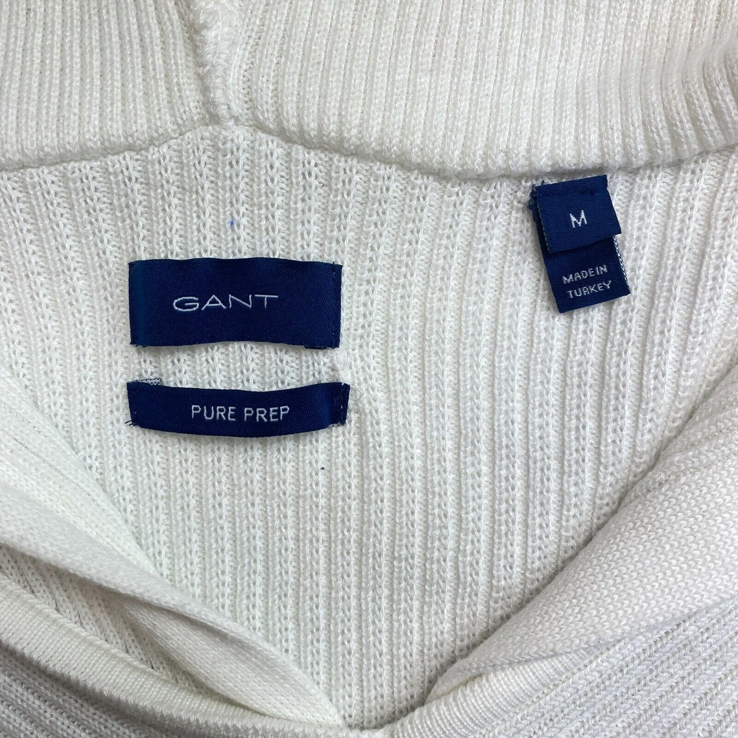 GANT White Pure Prep Hooded V Neck Oversized Sweater Jumper Size M