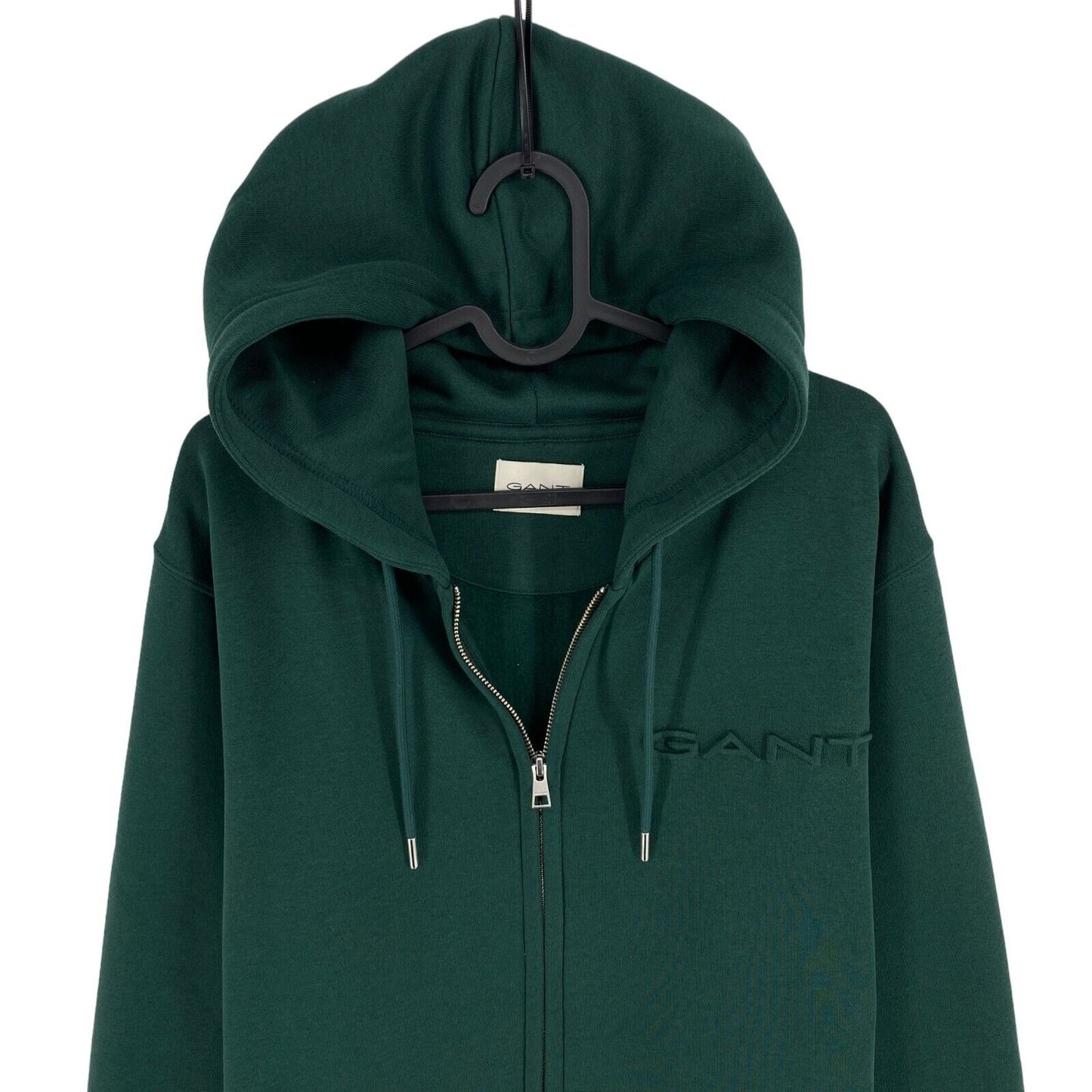 GANT Men Dark Green Embossed Full Zip Hoodie Sweater Pullover Jumper Size 2XL