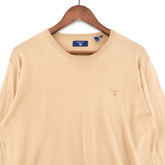 GANT Light Brown Crew Neck 100% Cotton Jumper Sweater Pullover Size M