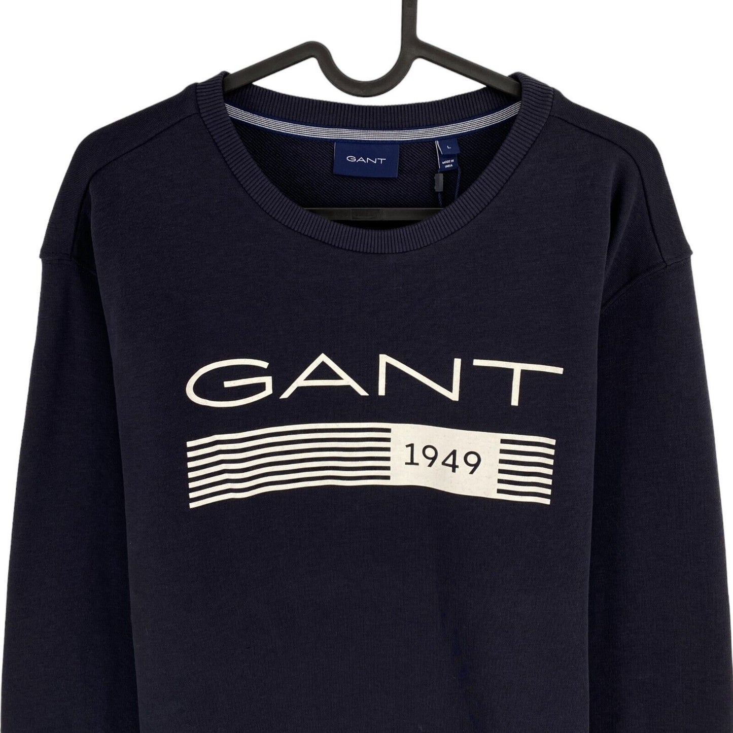 GANT Bleu Marine 13 Rayures Crew Neck Jumper Pull Taille L