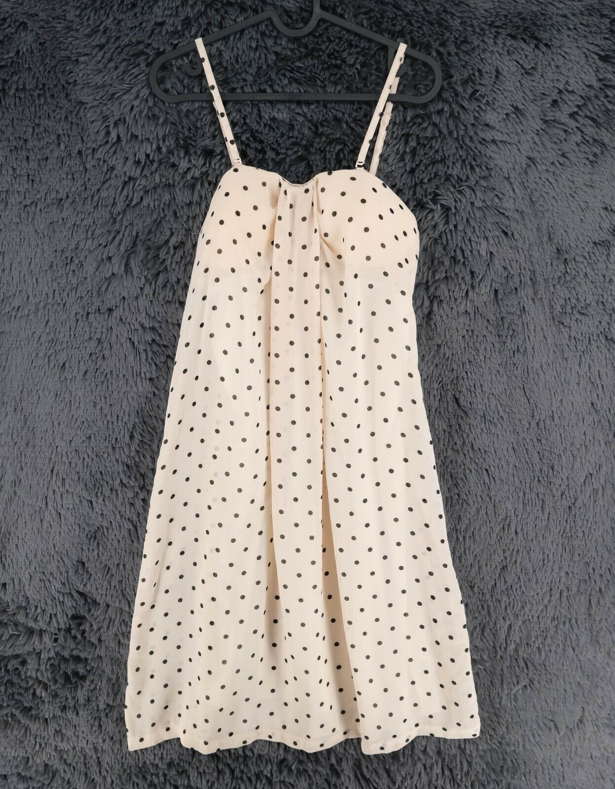 FAIRLY Beige Sleeveless Sweetheart Dot Pleated A Line Dress Size 44