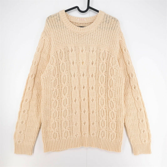 GANT Beige Chunky Cable Crew Neck Sweater Pullover Size M