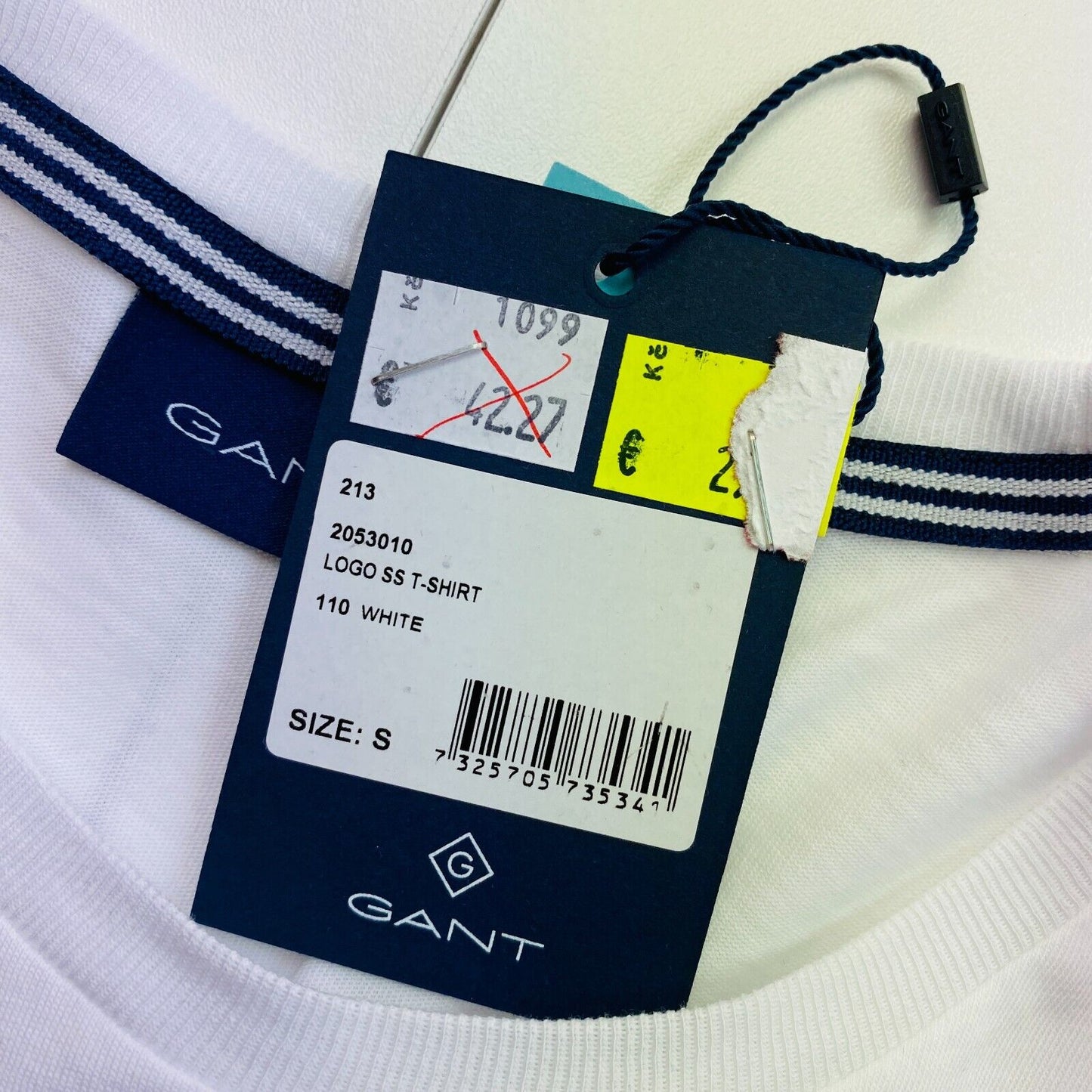 GANT White Logo Crew Neck T Shirt Size S