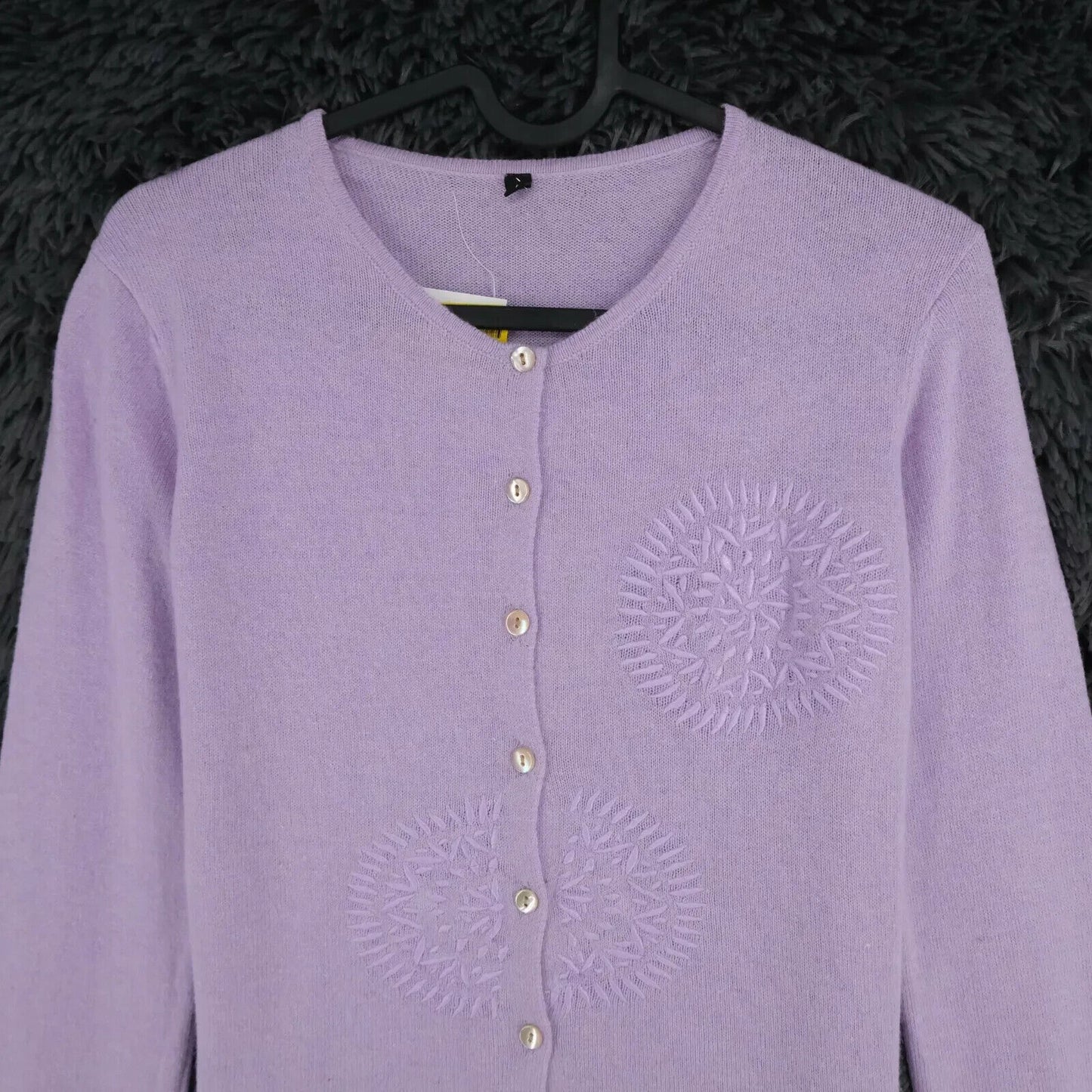 LANEROSSI Purple Crew Neck Wool Cashmere Cardigan Size 1 - S