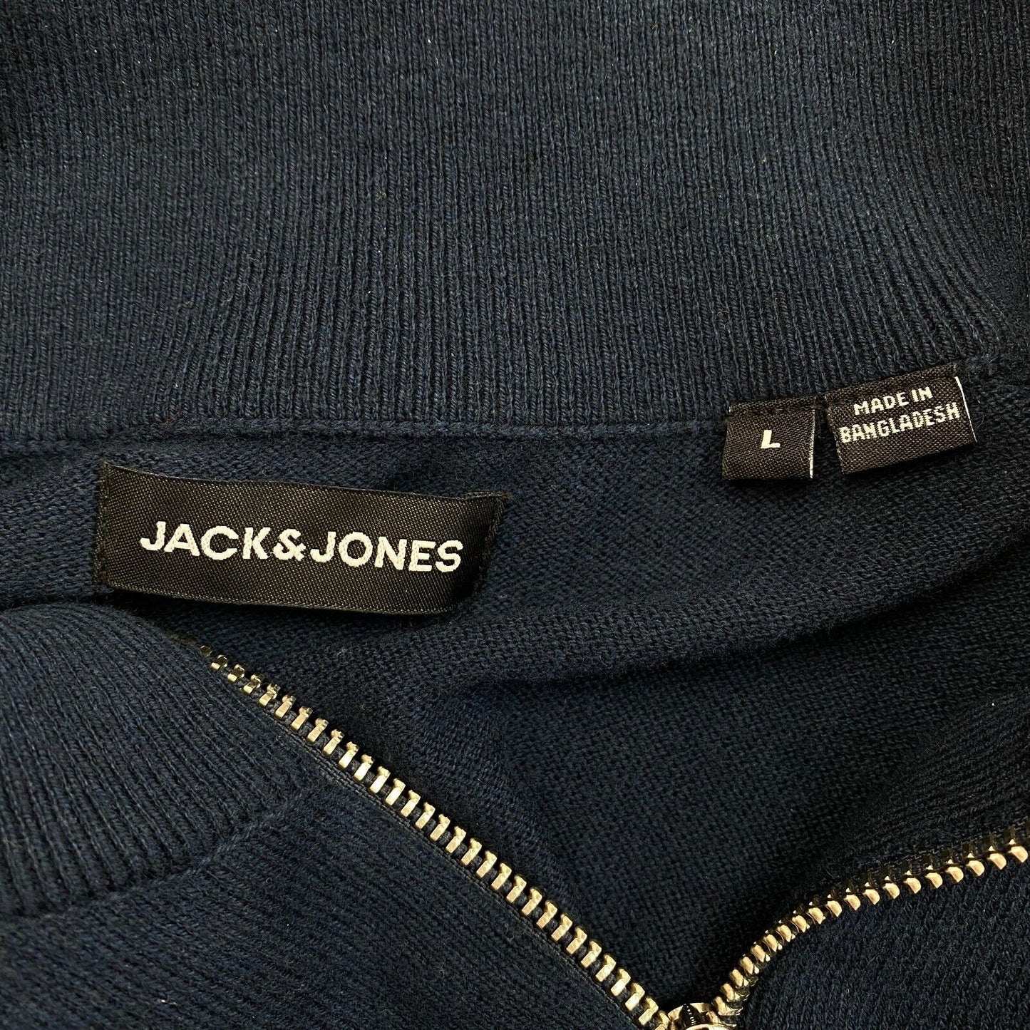 JACK&JONES Navy Blue Full Zip Sweater Jumper Size L