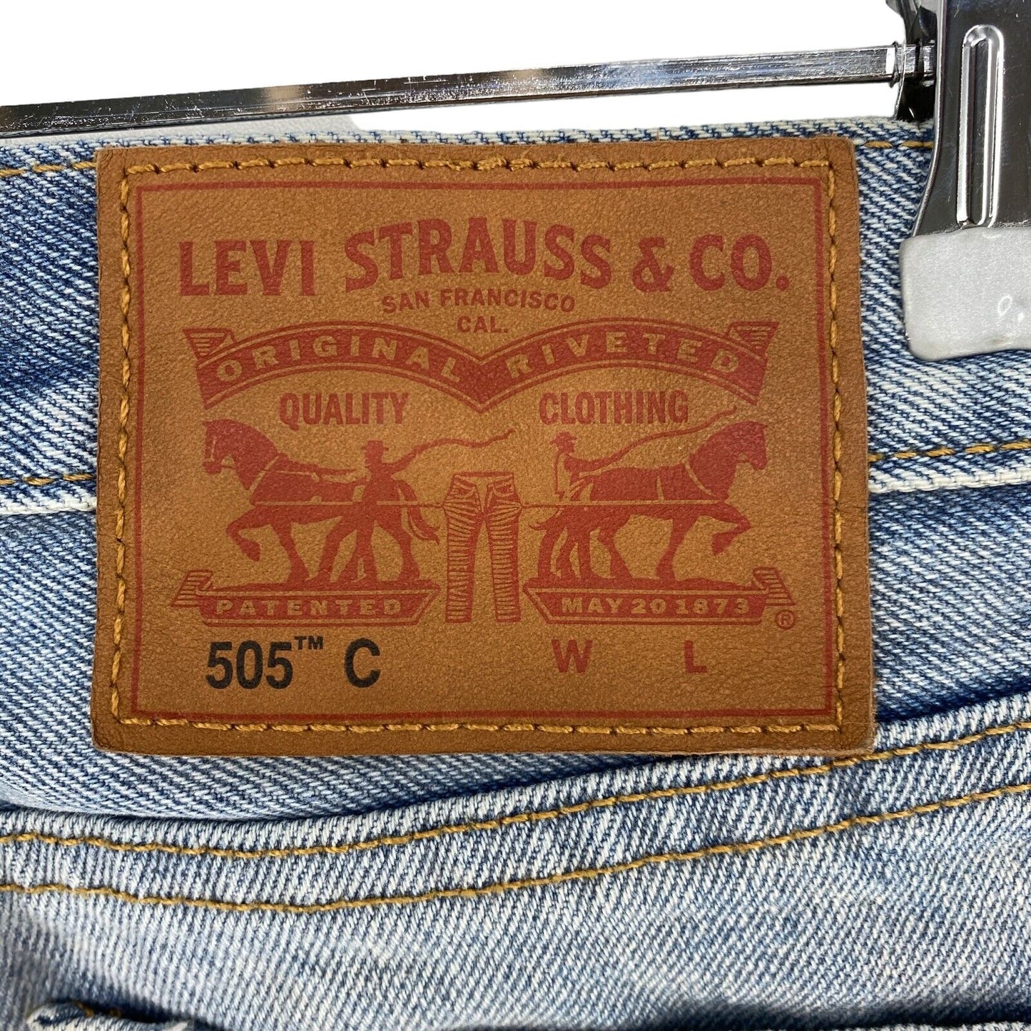 Levi's Orange Tab 505 C Women Blue Slim Straight Fit Distressed Jeans W27 L28