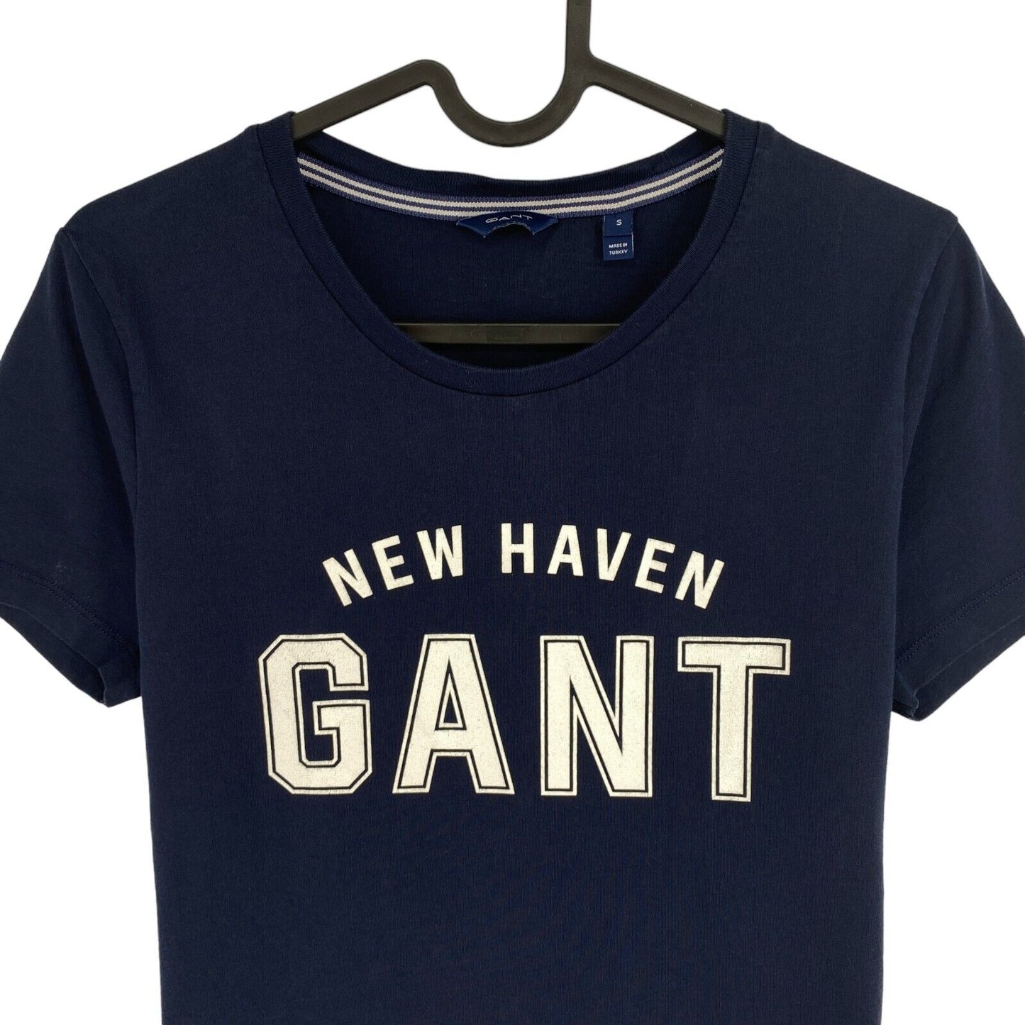 GANT Women Navy Blue Logo Crew Neck SS T Shirt Size S