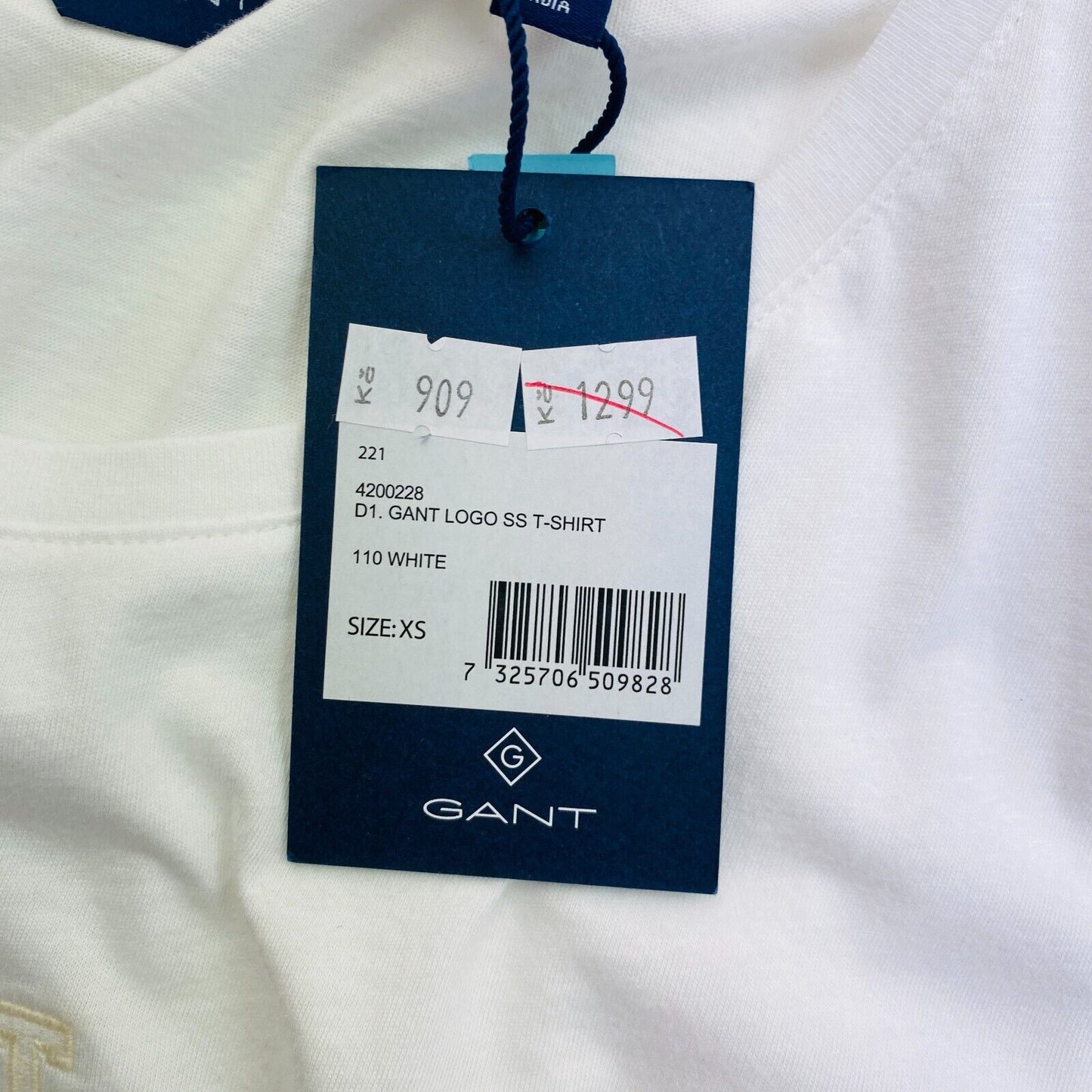 GANT T-shirt à col rond avec logo blanc Taille XS