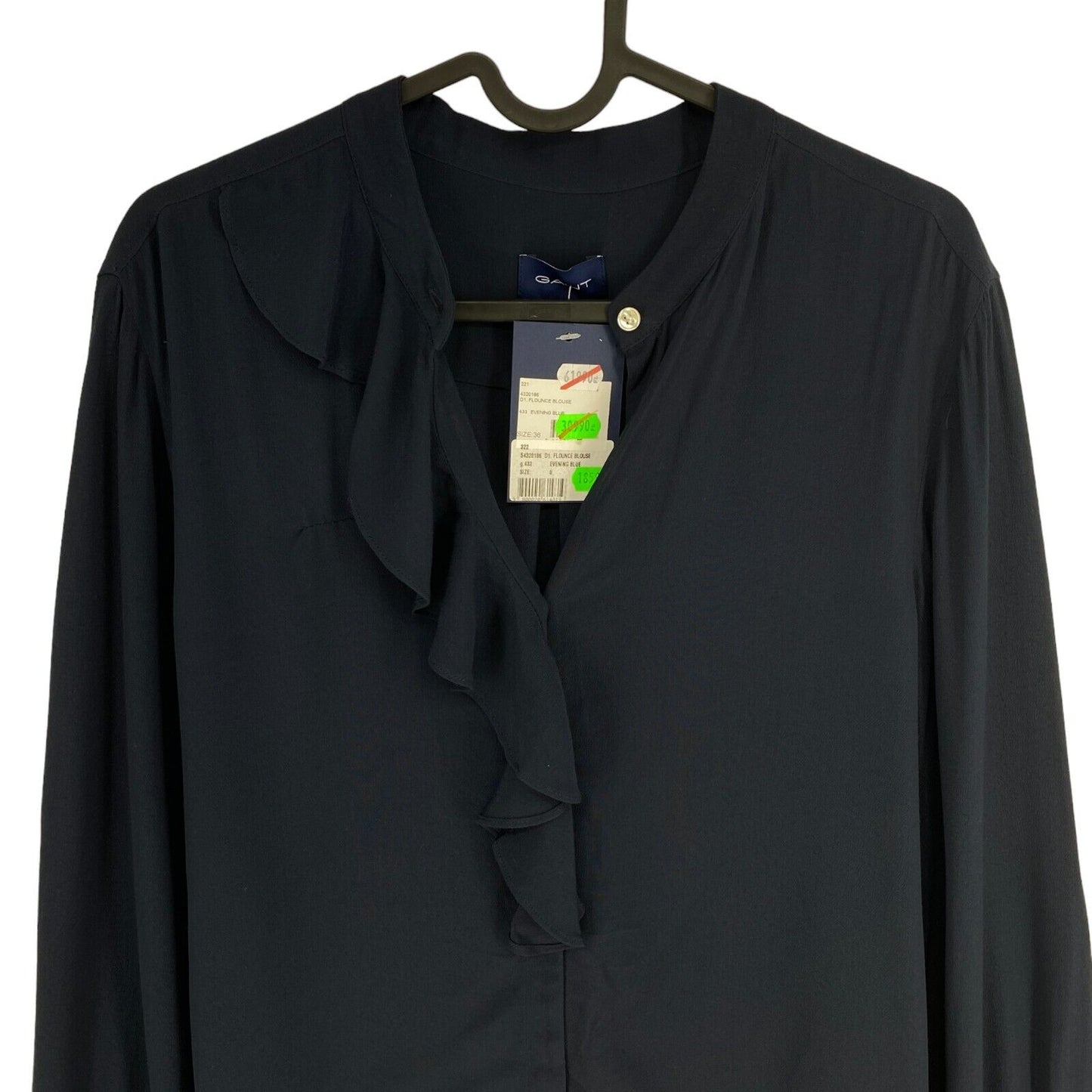 GANT Navy Blue Flounce Blouse Size EU 36 UK 8 US 6