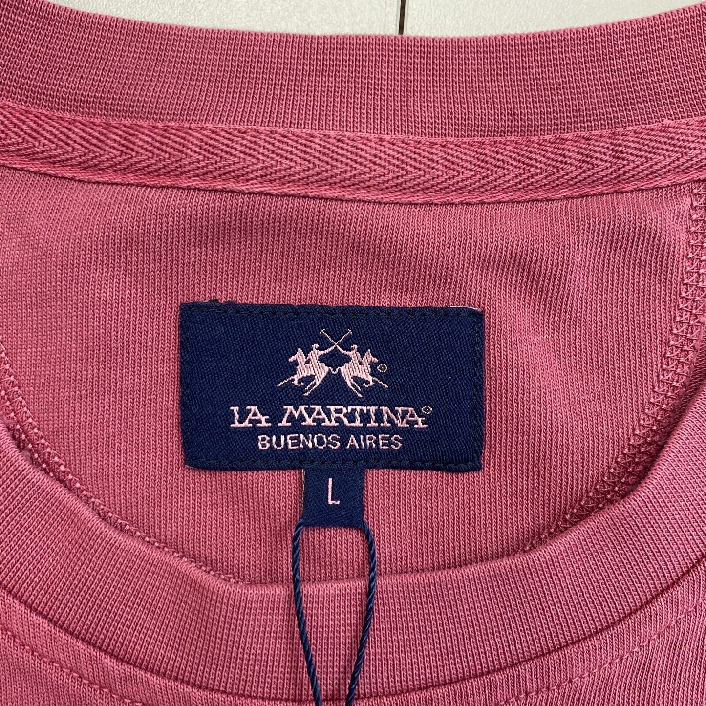 LA MARTINA Men Dark Pink Cotton Jersey Short Sleeves Crew Neck T Shirt Size L