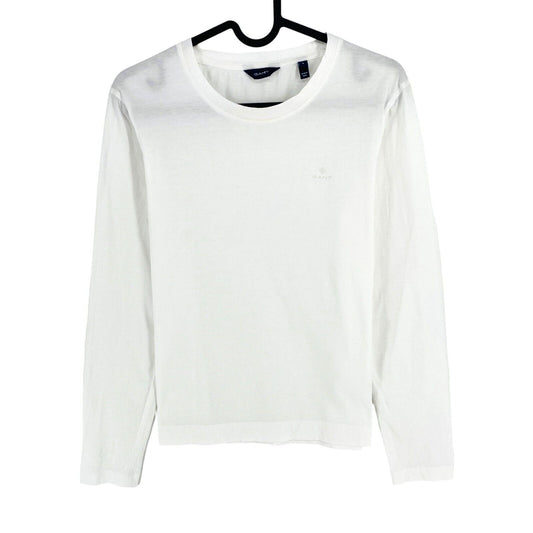 GANT White Original Crew Neck Long Sleeves T Shirt Size S