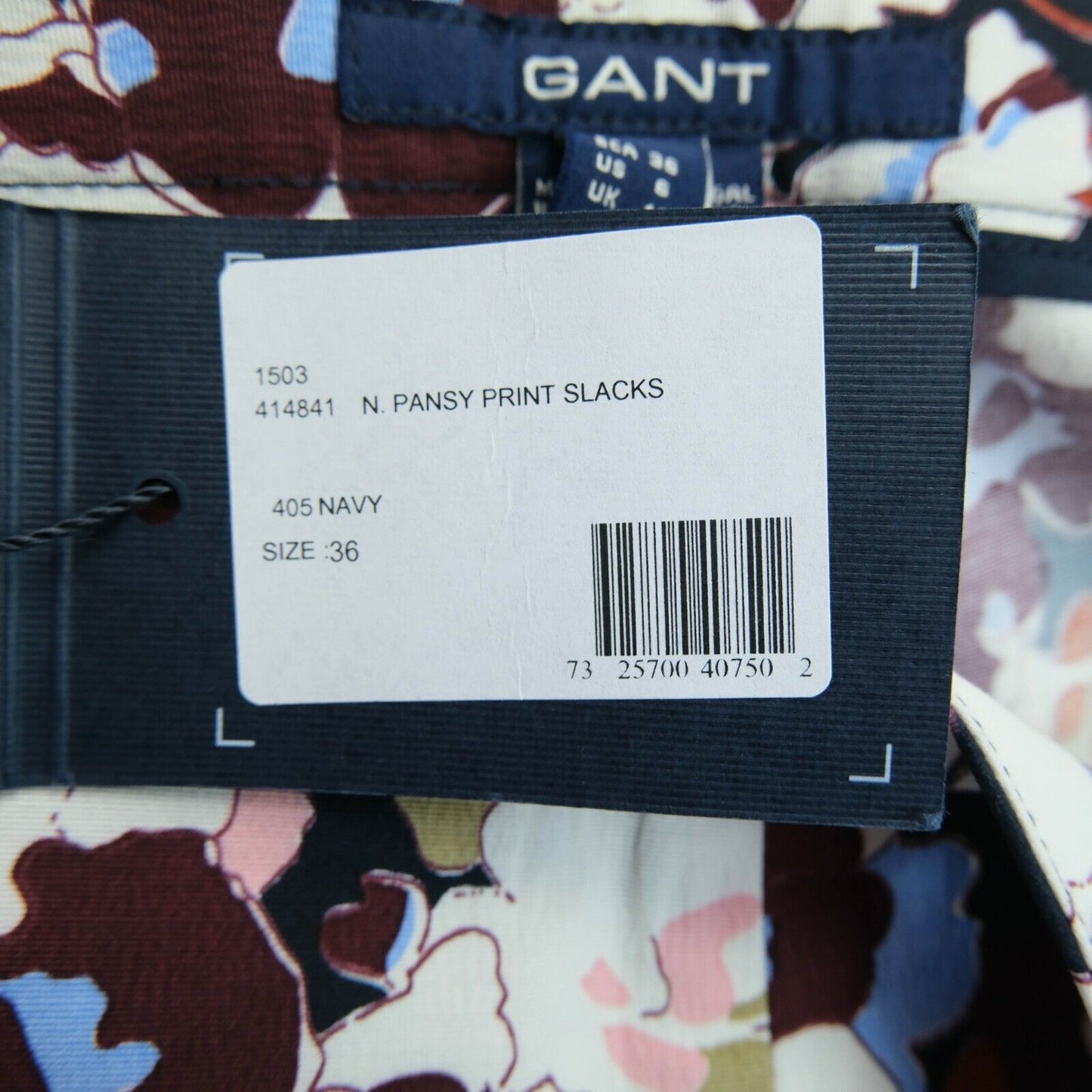 GANT Coloured Pansy Print Slacks Pants Trousers Size EU 36 UK 10 US 6