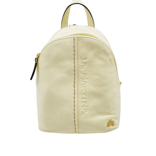 La Martina Beige Sofia 100% Leather Backpack Rucksack Bag