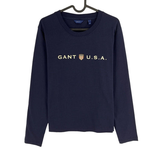 GANT Navy Blue Banner Shield Long Sleeves Crew Neck T Shirt Size L