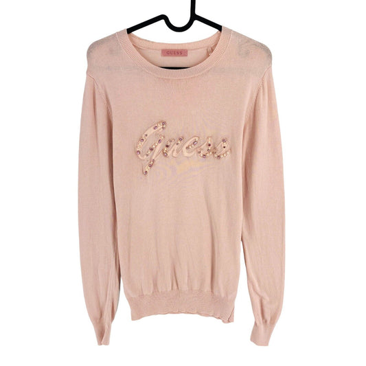 GUESS Women Light Pink Crew Neck Jumper Sweater Size S