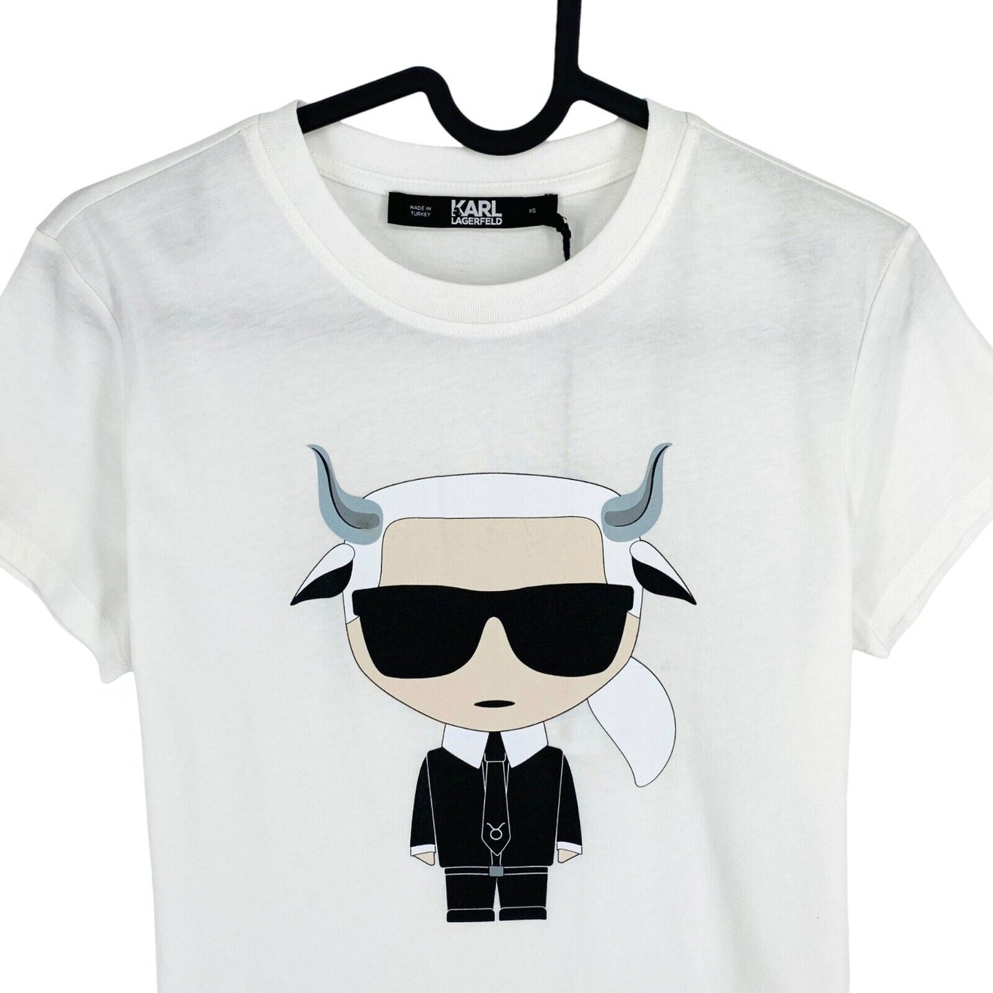 Karl Lagerfeld Women White K/Zodiac Taurus Crew Neck SS T Shirt Size XS