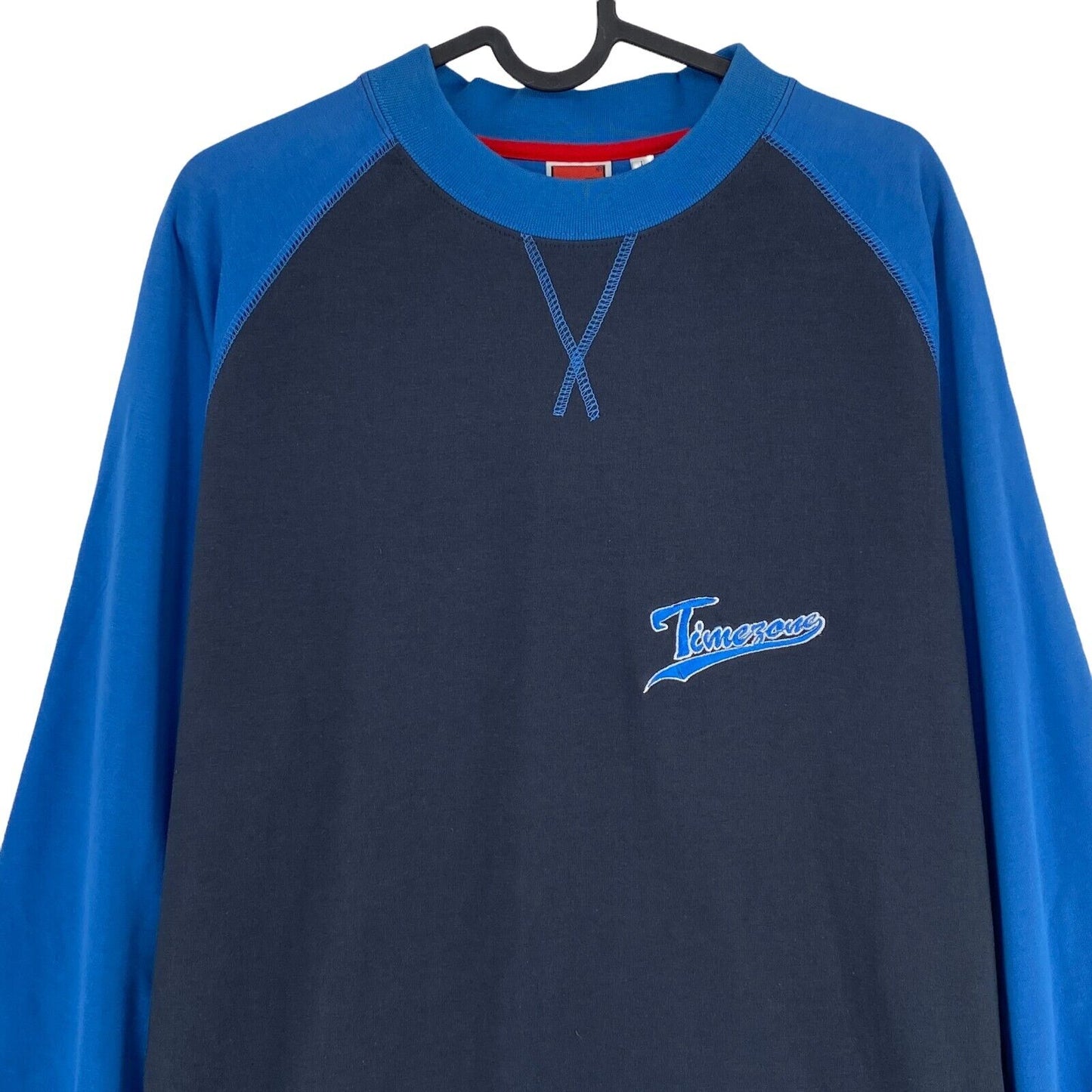 TIMEZONE Bleu Marine 100% Coton Col Rond Sweatshirt Jumper Taille L