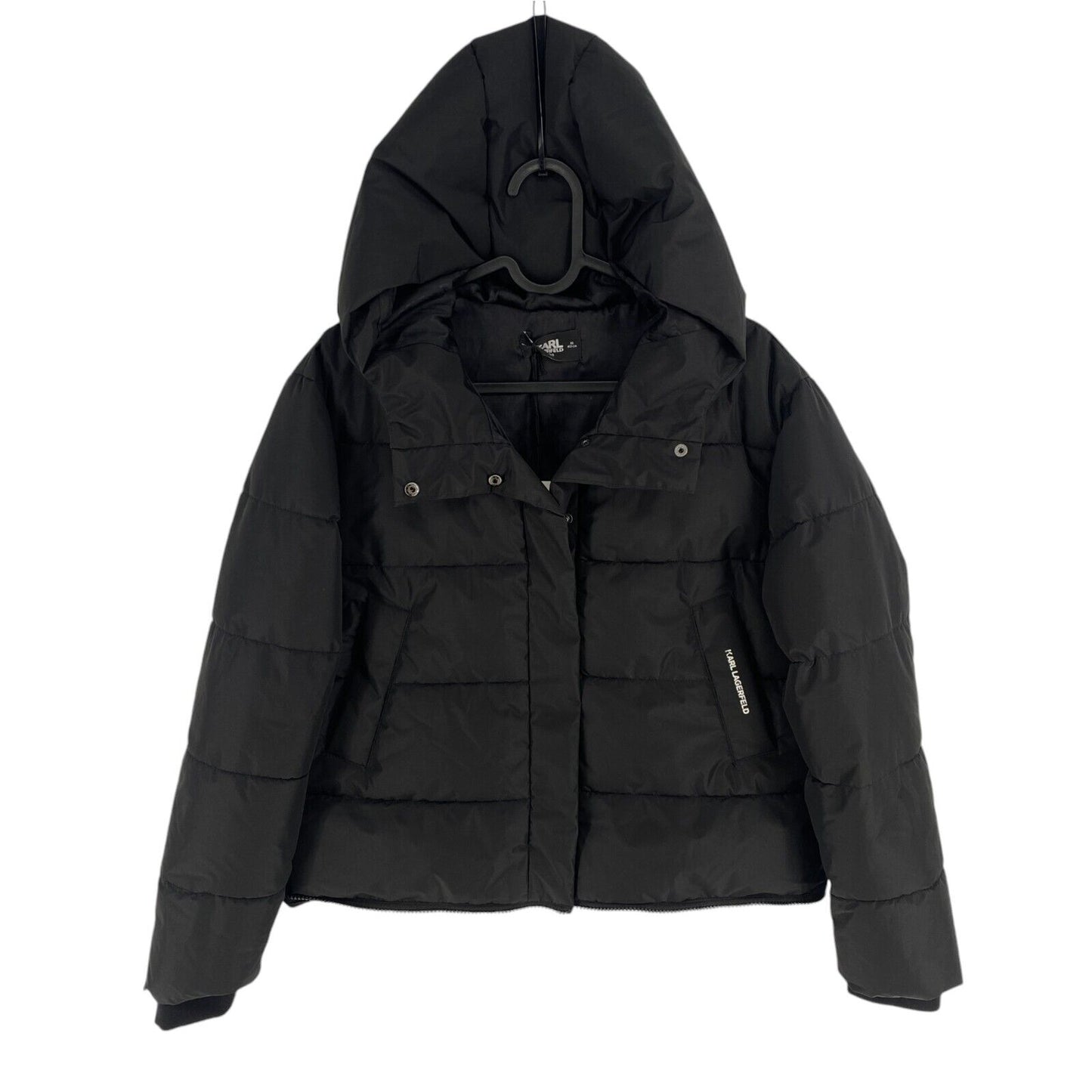 KARL LAGERFELD Girls Black Padded Hooded Jacket Coat Size 16 Years