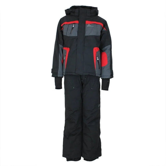 Peak Mountain Boys Black Hooded Race Ski Suit Size 14 Years