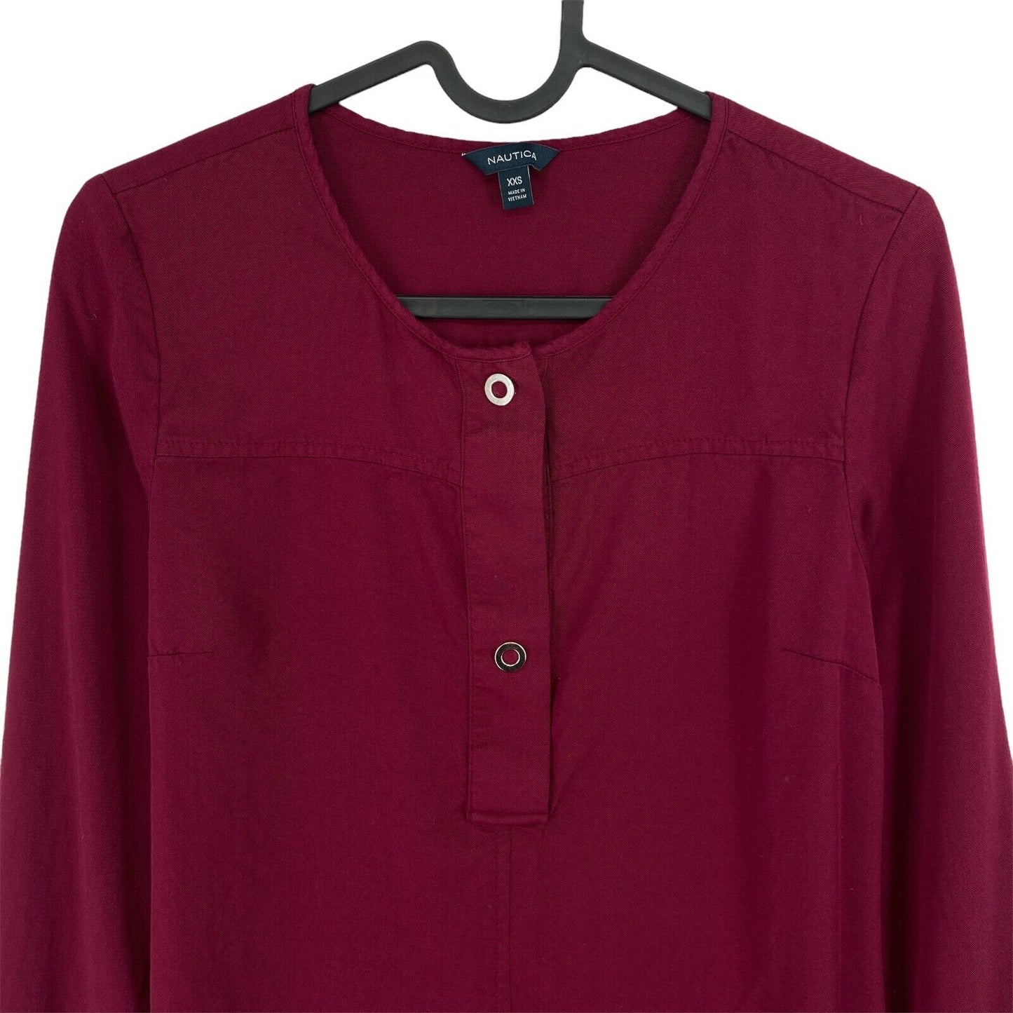 NAUTICA Dark Red Long Sleeves Crew Neck Shirt Blouse Size 2XS XS S