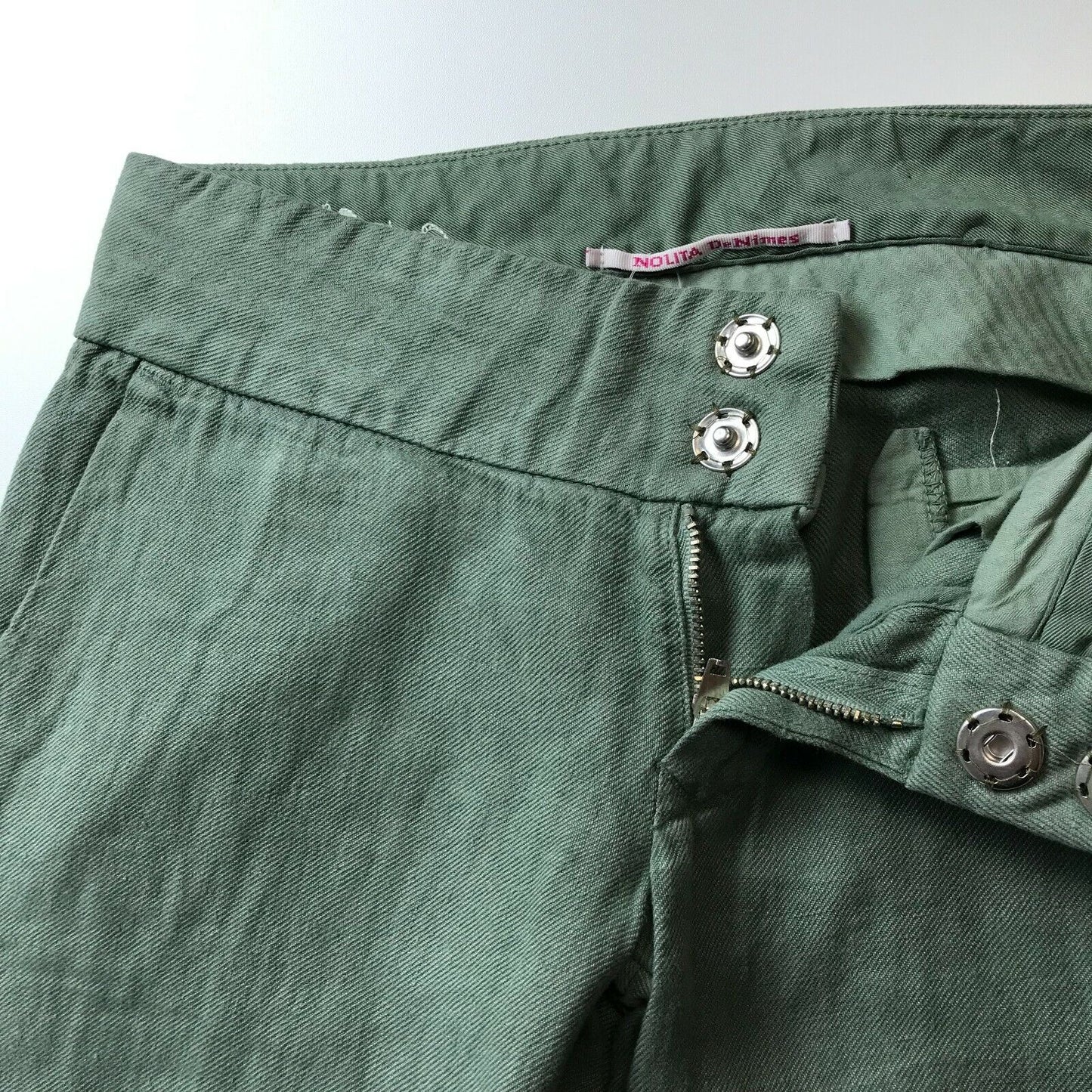 NOLITA De Nimes Women Green Regular Fit Linen Trousers Size 26 / W29