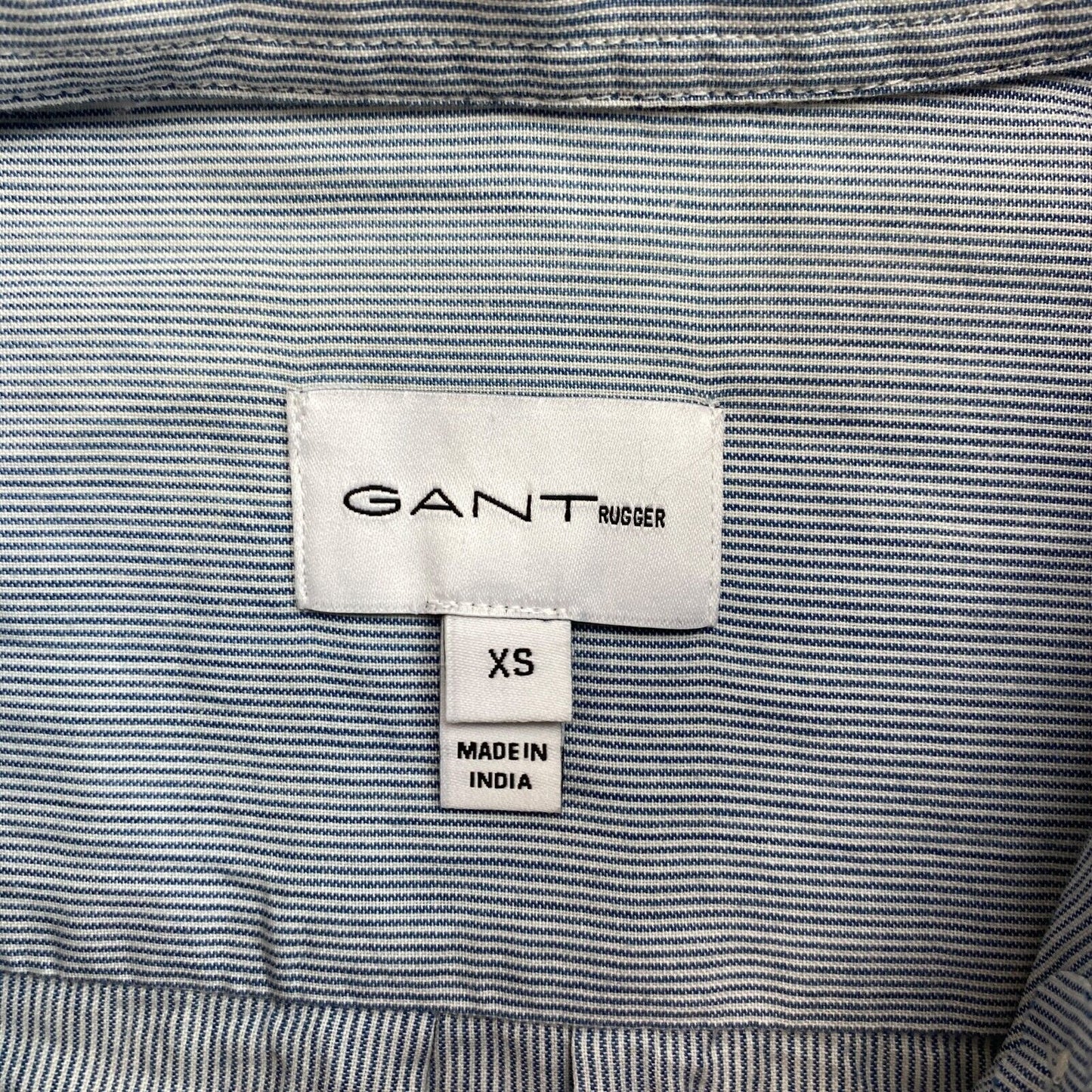 GANT Rugger Gris Bleu Indigo Madras Rayé Large Cuff Chemise Taille XS