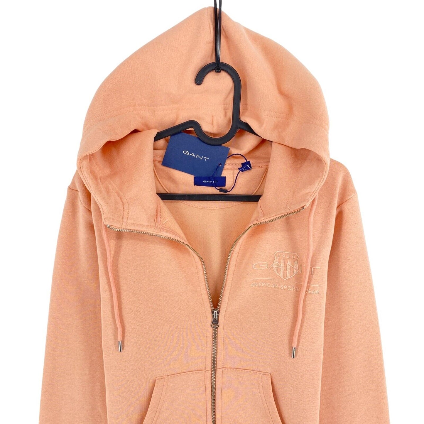 GANT Pink Orange Tonal Archive Shield Zip Hoodie Sweater Jumper Size XS