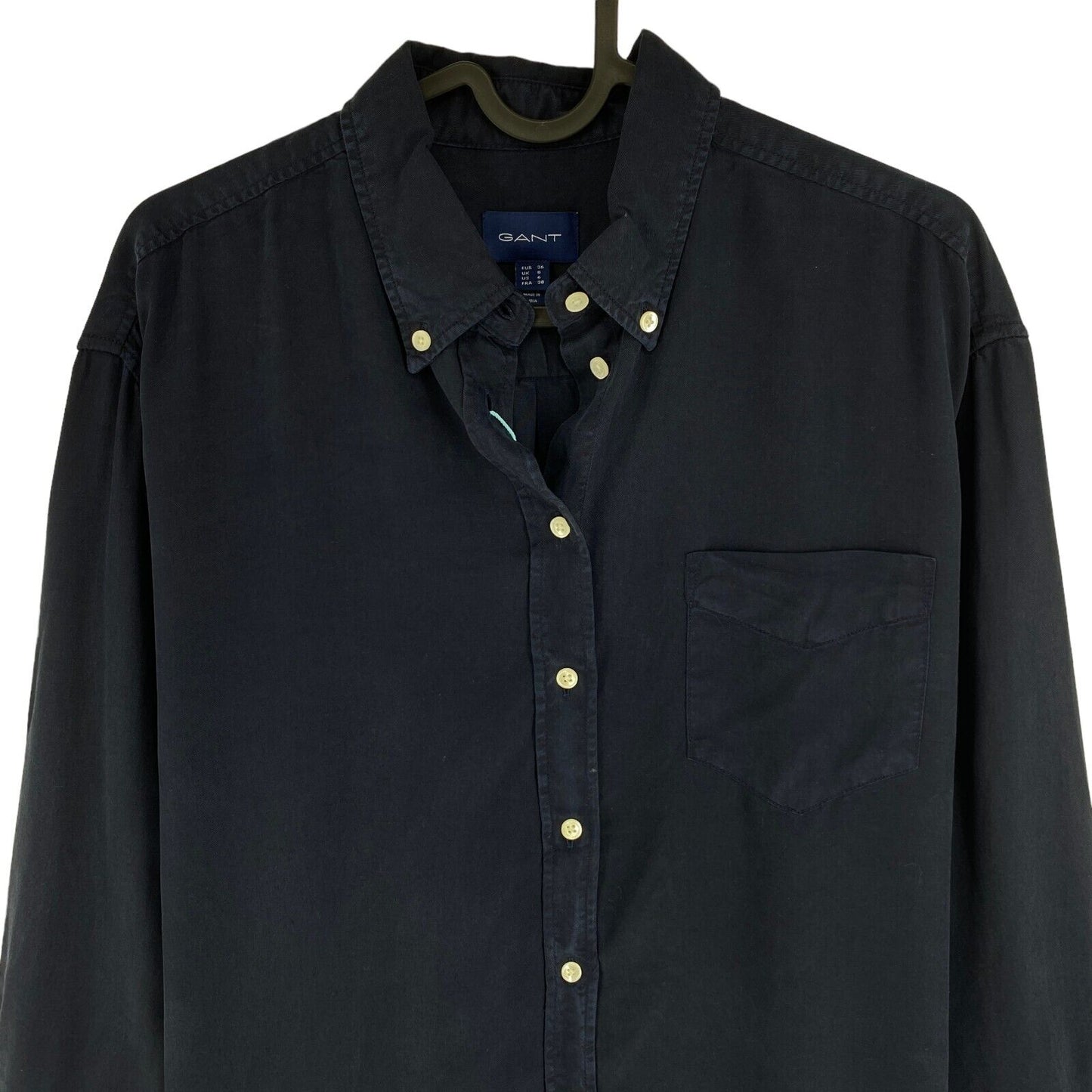 GANT Navy Blue Pure Prep Relaxed Lyocell Shirt Size EU 36 UK 8 US 6