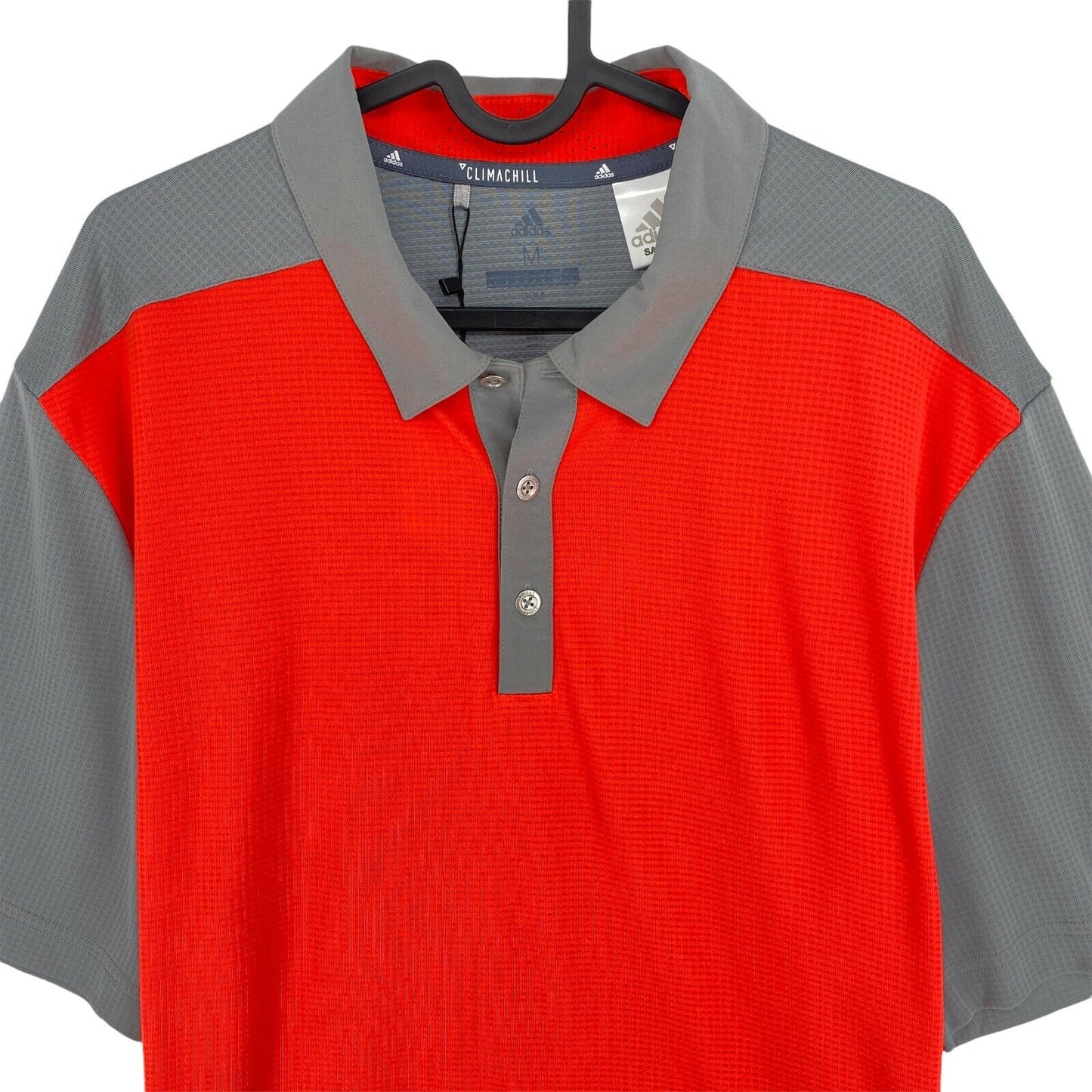 Adidas Golf Climachill Grey Red Block Polo Shirt Size M