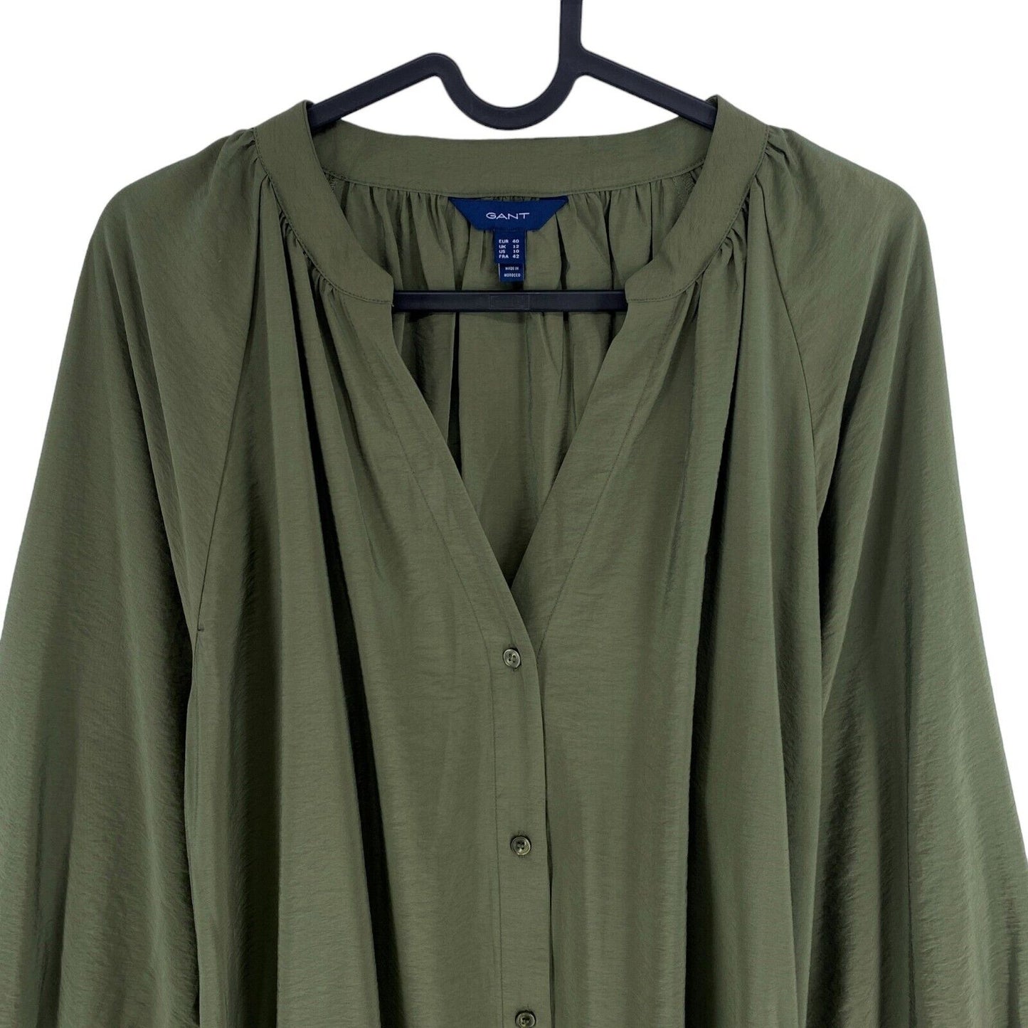 GANT Vert Foncé Col Montant Manches Longues Robe Chemise Taille EU 40 UK 12 US 10