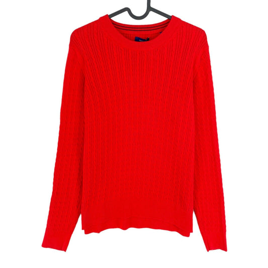 GANT Pull à col rond en tricot torsadé de coton rouge Taille M