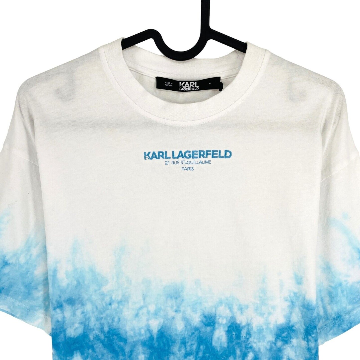 Karl Lagerfeld Women White Tie Dye Crew Neck SS T Shirt Size XS