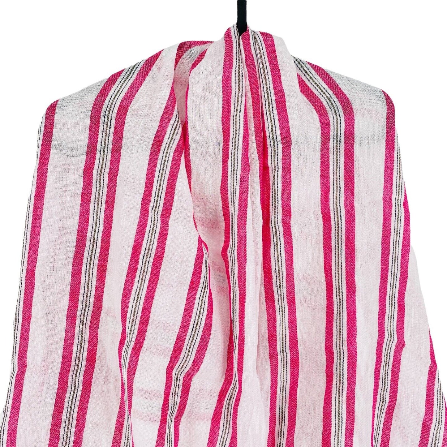 GANT White Striped Linen Cotton Blend Scarf Shawl