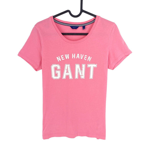 GANT Women Pink Logo SS Crew Neck T Shirt Size S