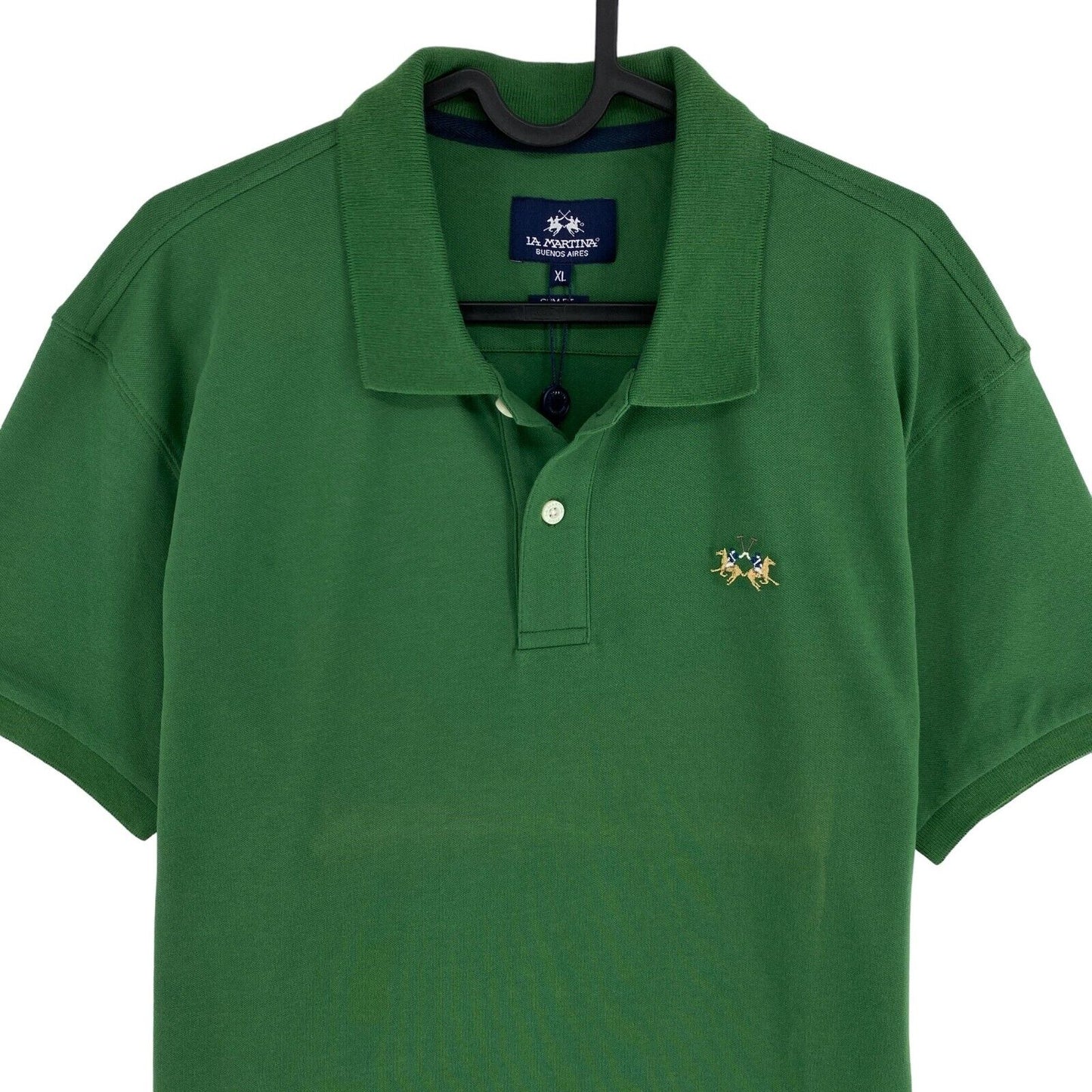 LA MARTINA Green Piquet Stretch Short Sleeves Slim Fit Polo Shirt Size XL