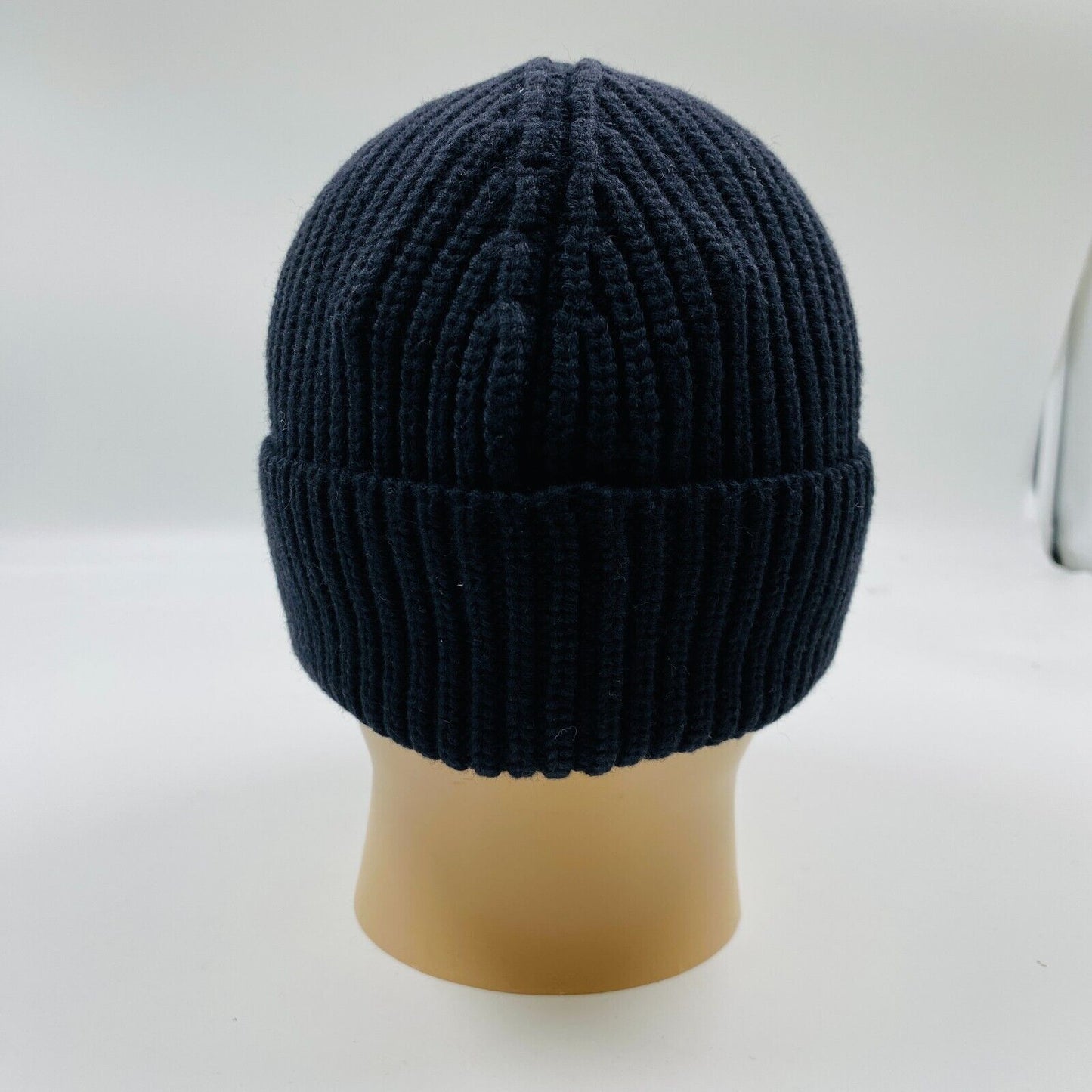 GANT Unisex Adult Black Cotton Wool Blend Rib Knit Beanie Winter Hat One Size